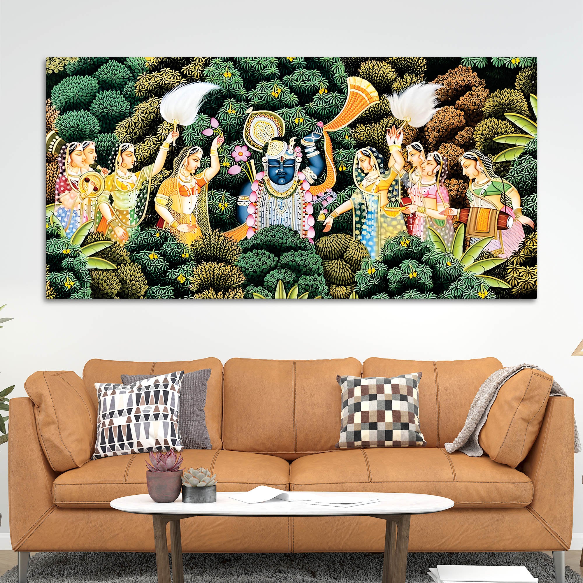 Sacred Shrinathji Pichwai Art Canvas Wall Painting