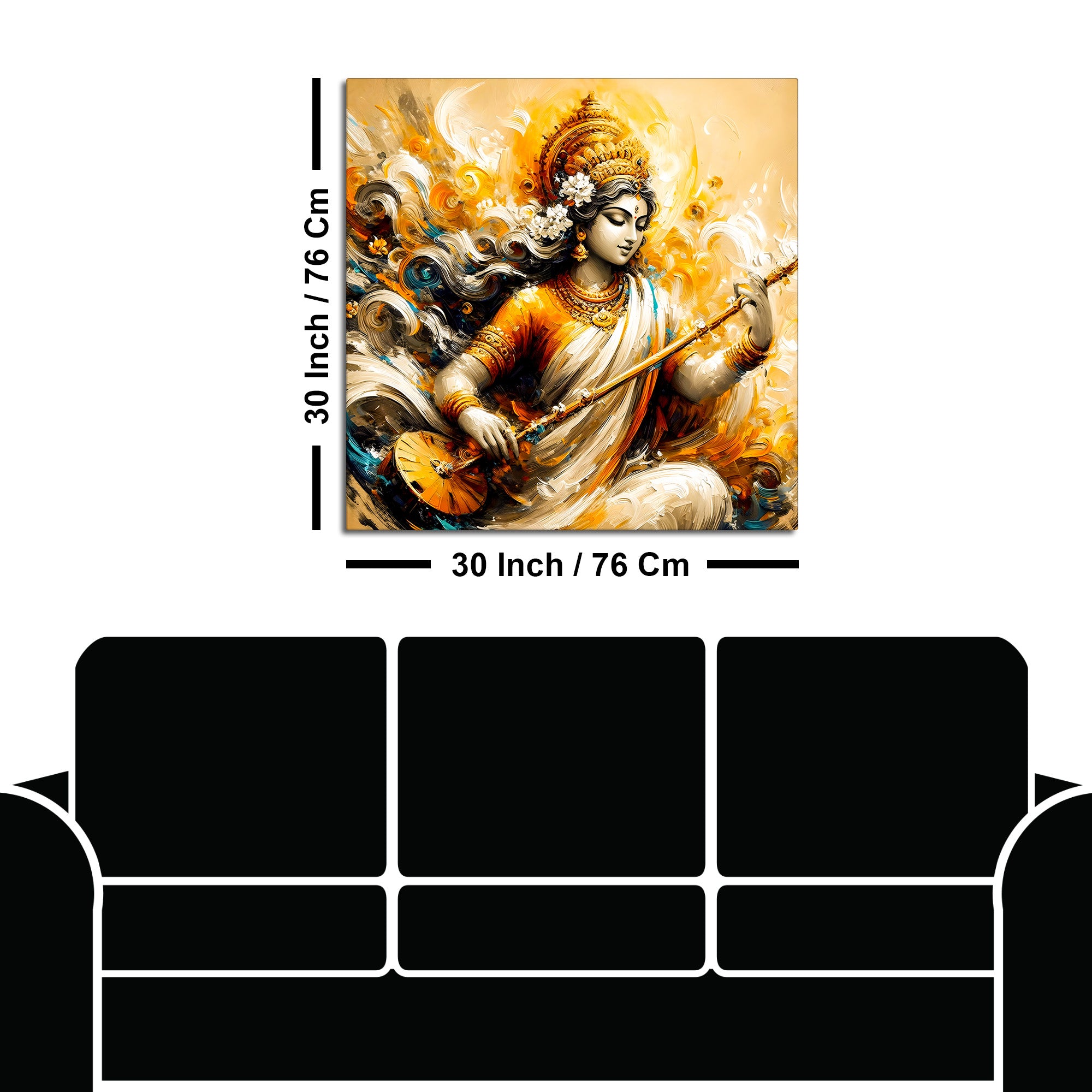 Saraswati Devi Religious Canvas Wall Painting