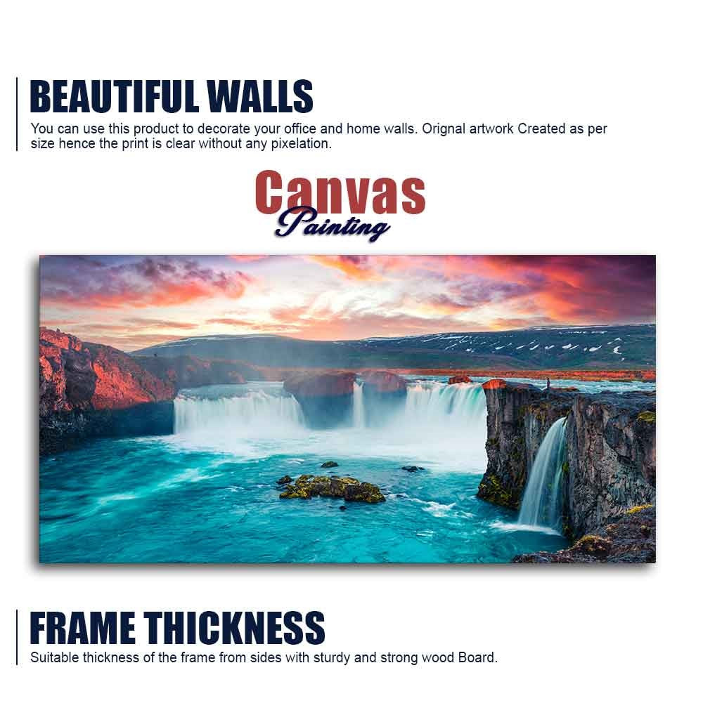 Scenery of Waterfall In Forest Canvas Wall Painting