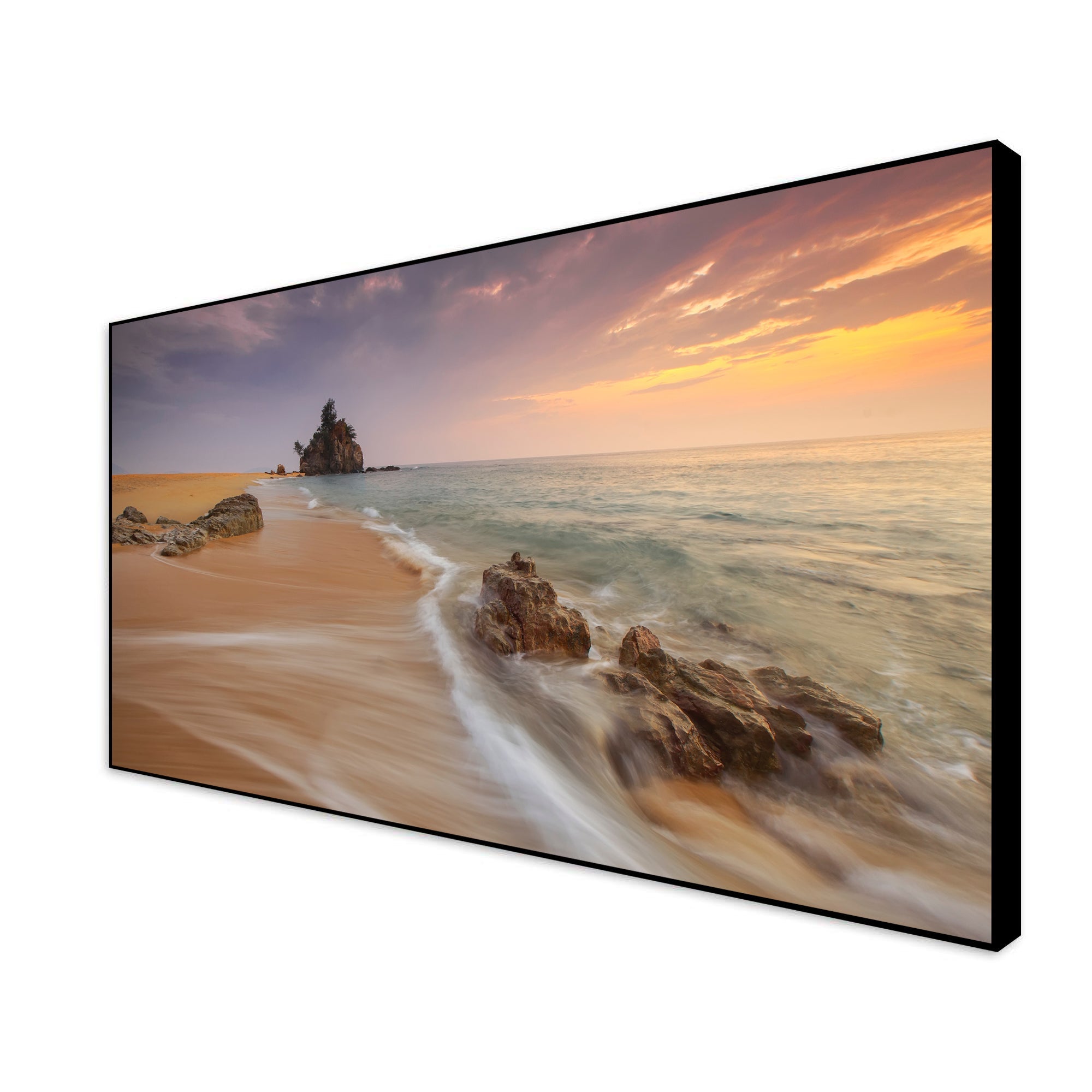 Sea Bay Sunset Colorful Frame Wall Painting