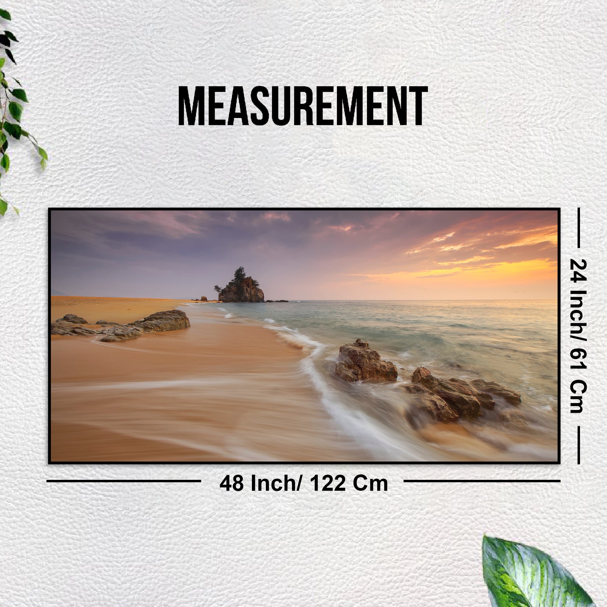 Sea Bay Sunset Colorful Frame Wall Painting