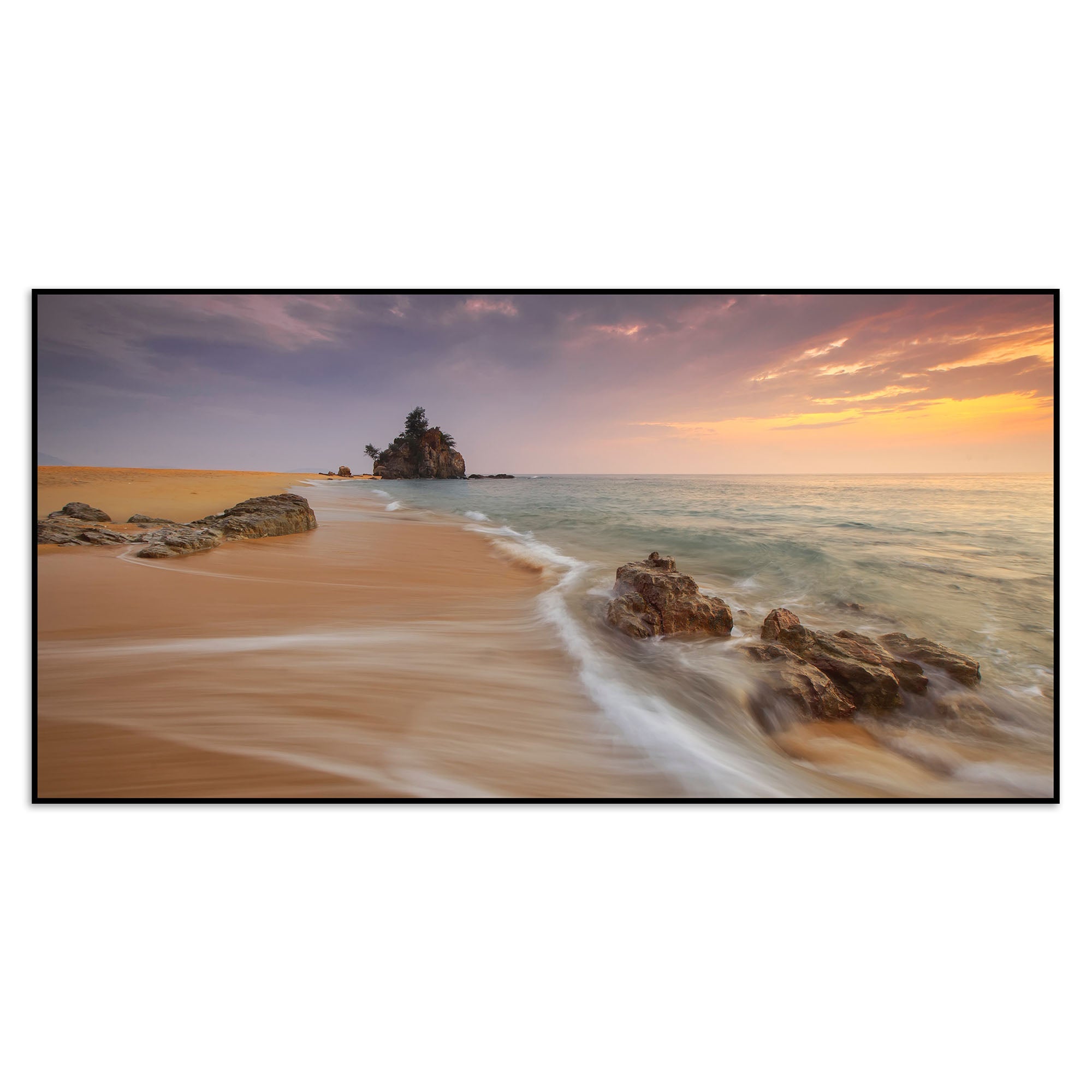 Sea Bay Sunset Colorful Frame Wall Painting