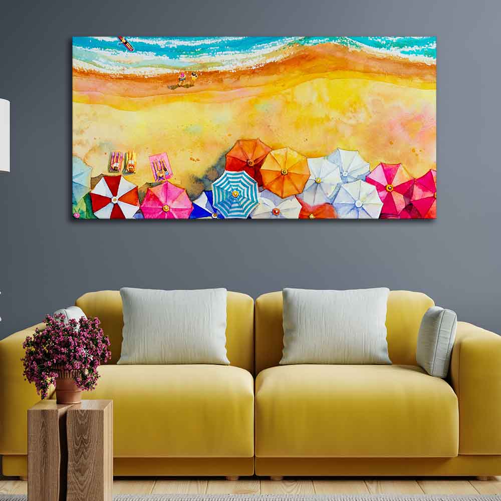 Seascape Top View Premium Canvas Watercolor Wall Painting