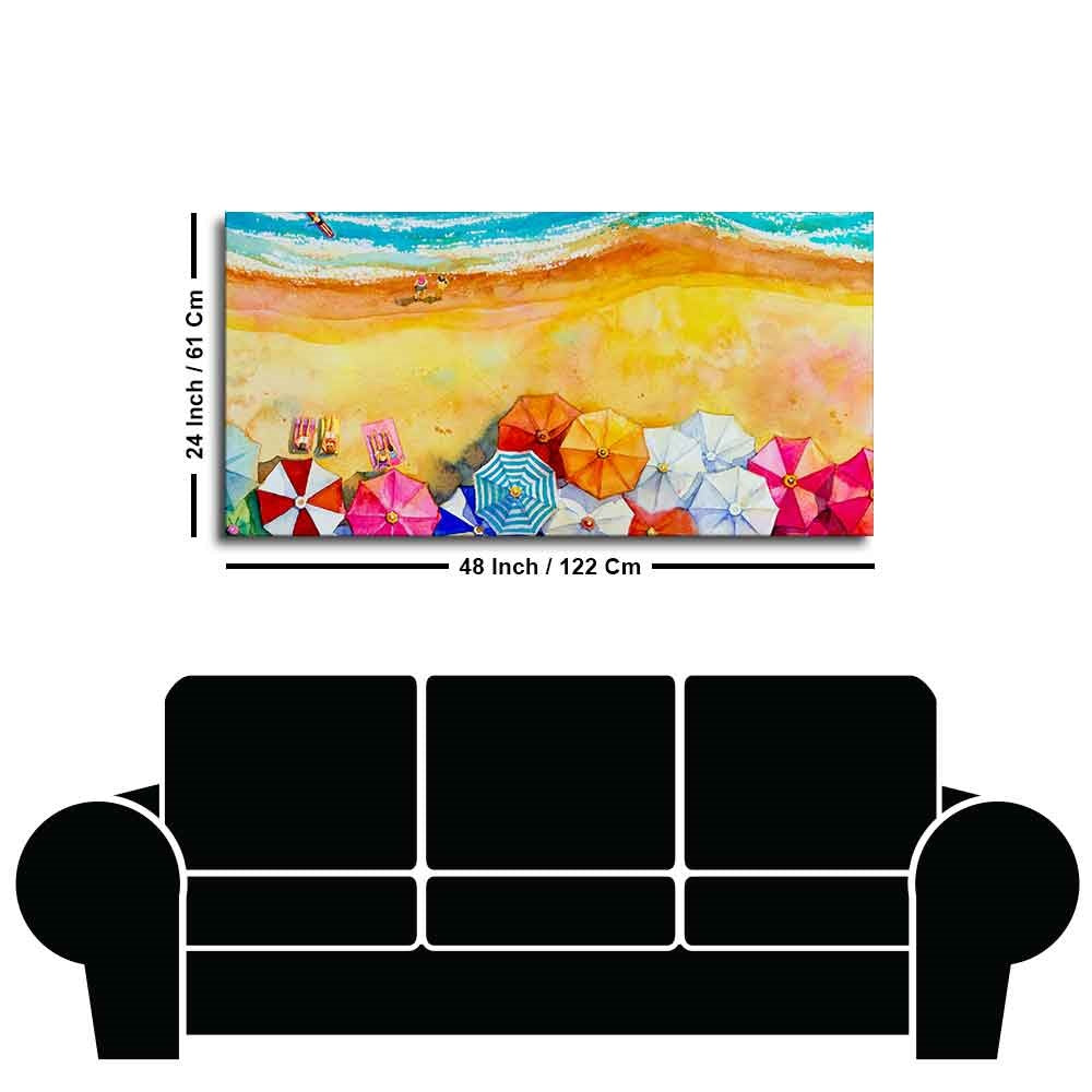 Seascape Top View Premium Canvas Watercolor Wall Painting