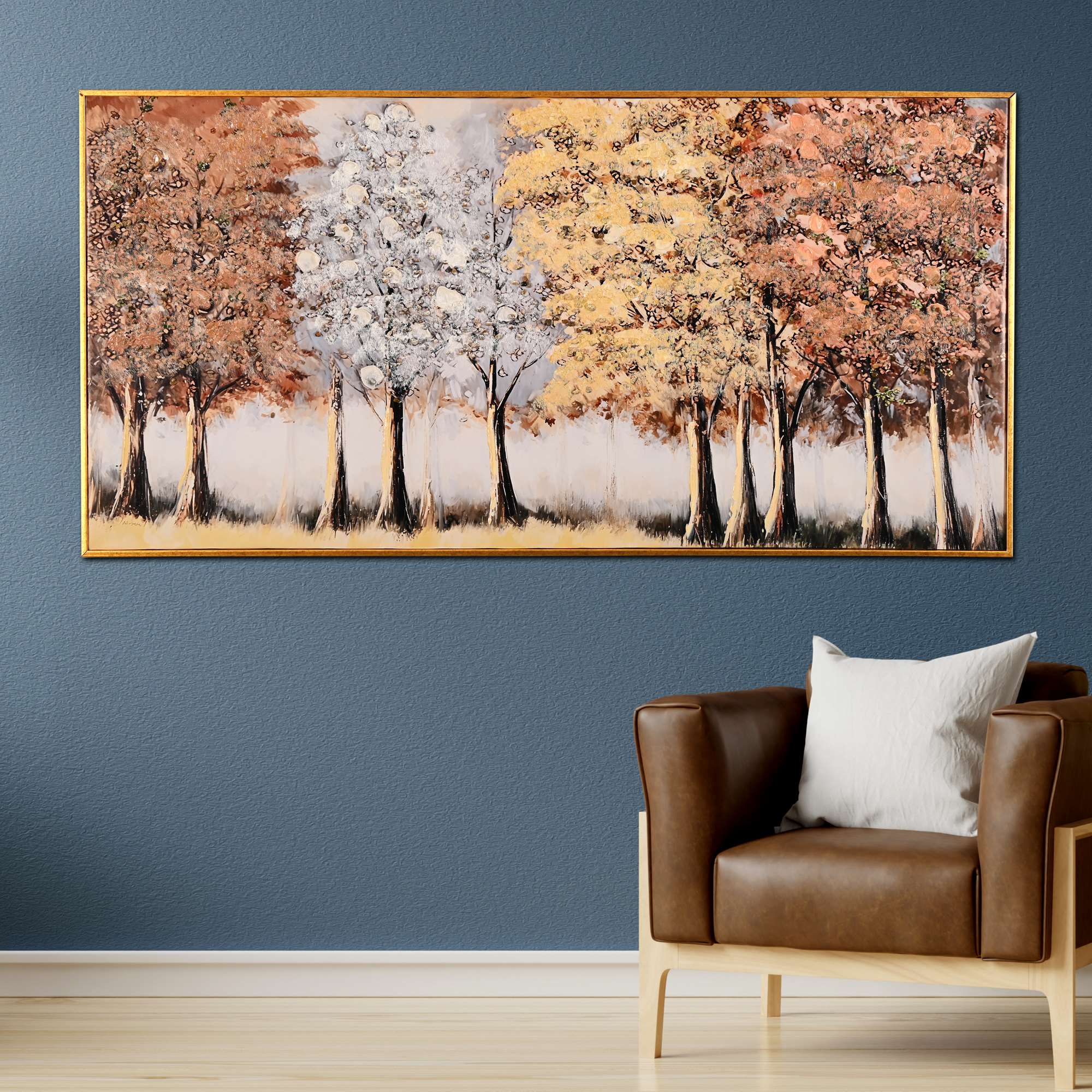 Seasons in Harmony Hand Painted Wall Painting with Floating Frame