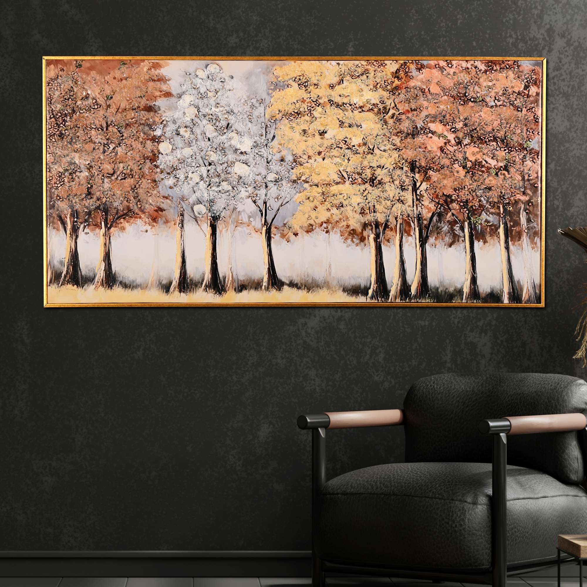 Seasons in Harmony Hand Painted Wall Painting with Floating Frame