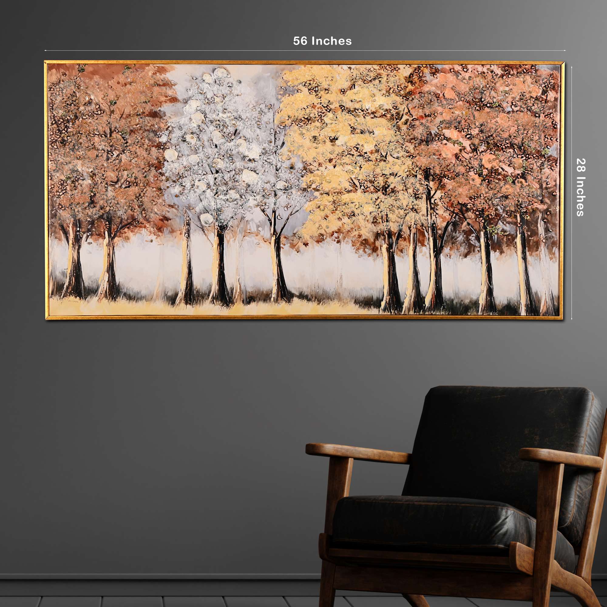 Seasons in Harmony Hand Painted Wall Painting with Floating Frame