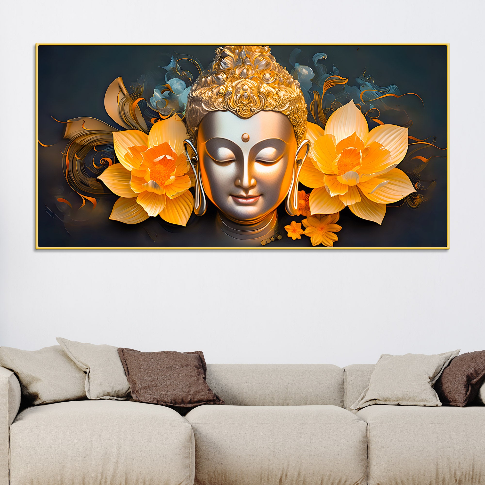 Serene Buddha Wall Painting for Peaceful Home Decor