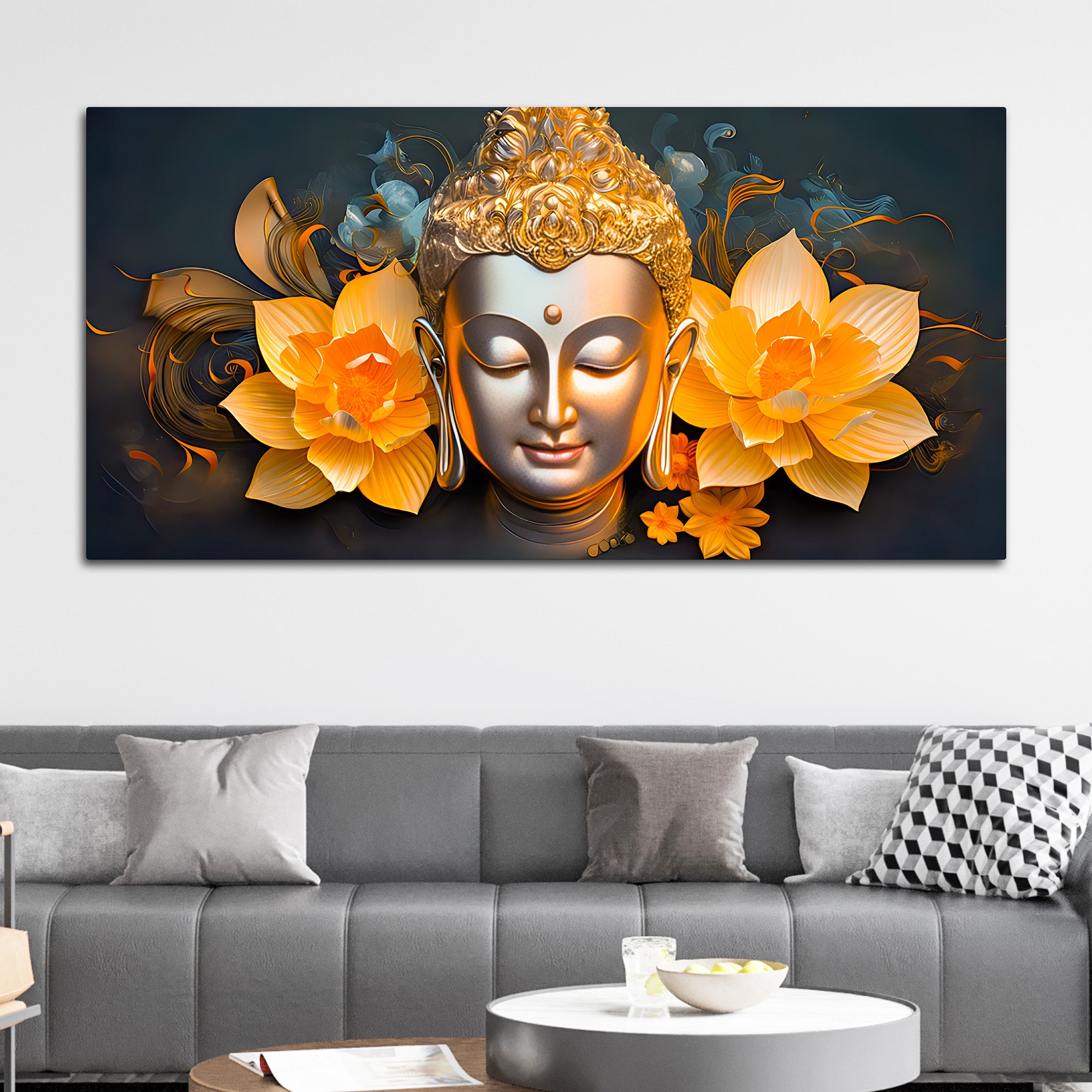 Serene Buddha Wall Painting for Peaceful Home Decor