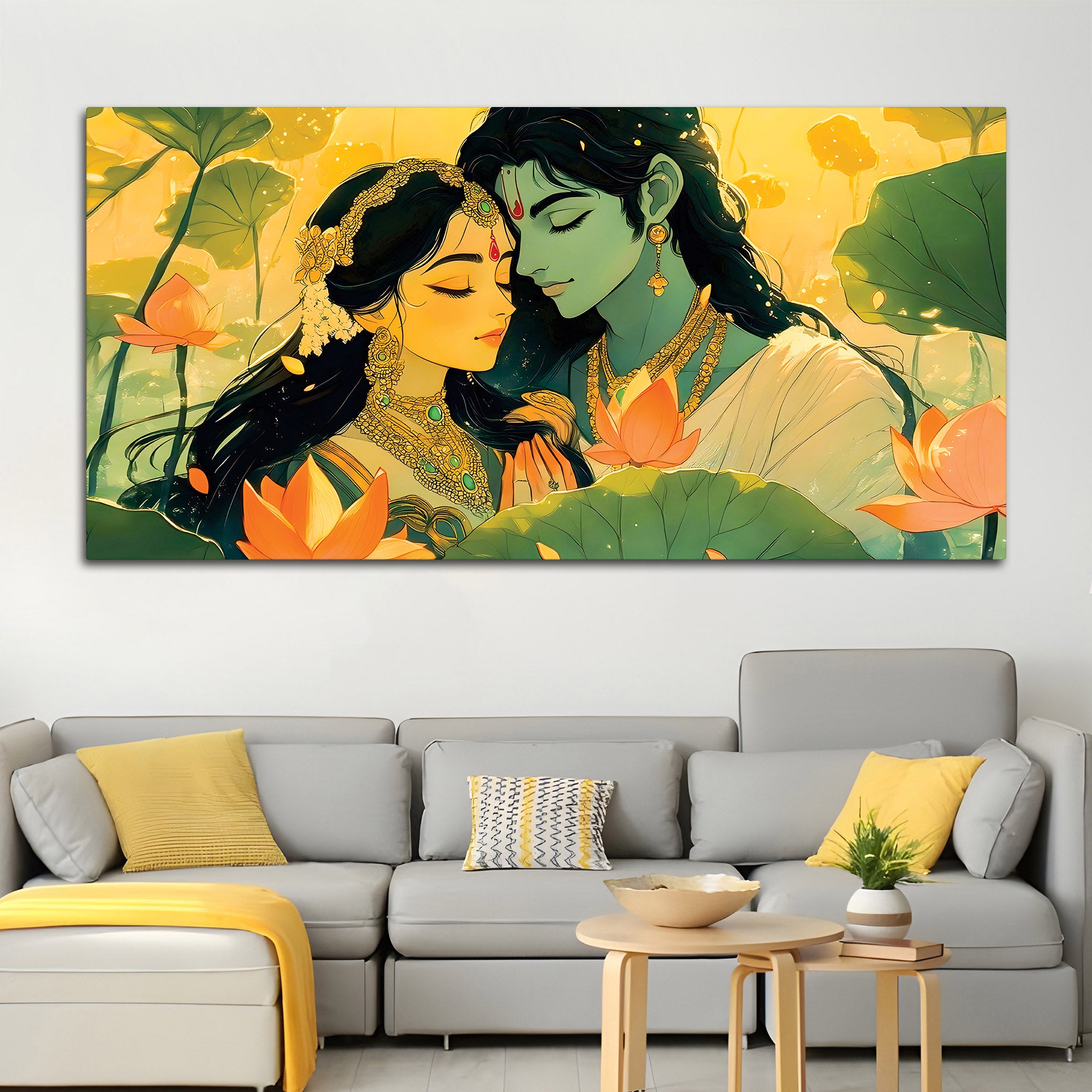 Serene Radha Krishna Canvas Painting for Bedroom & Living Room