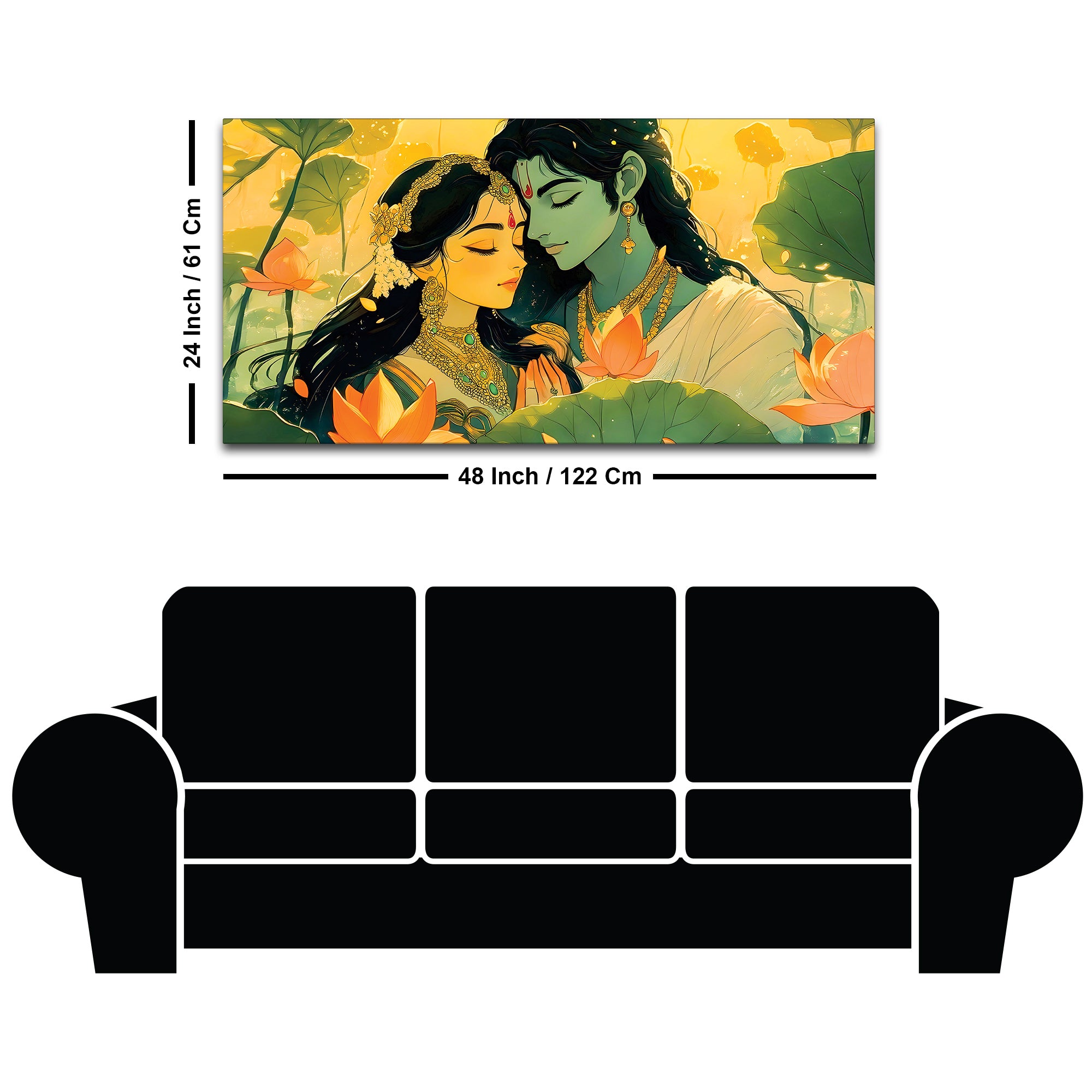 Serene Radha Krishna Canvas Painting for Bedroom & Living Room