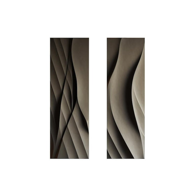 Set of Two Vertical 3D Wall Art Panels with Wave Design