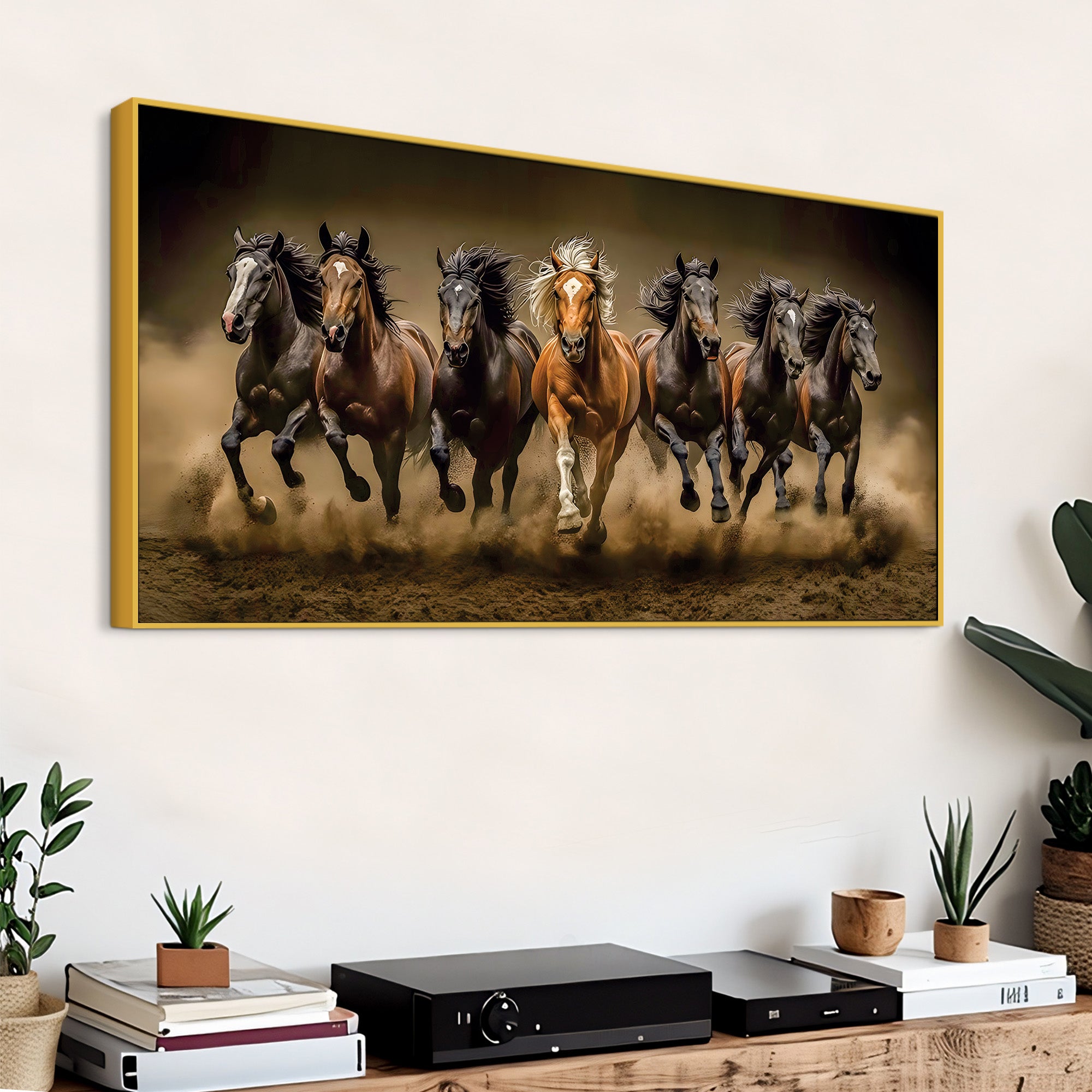 Seven Furious Horses Running Canvas Wall Painting