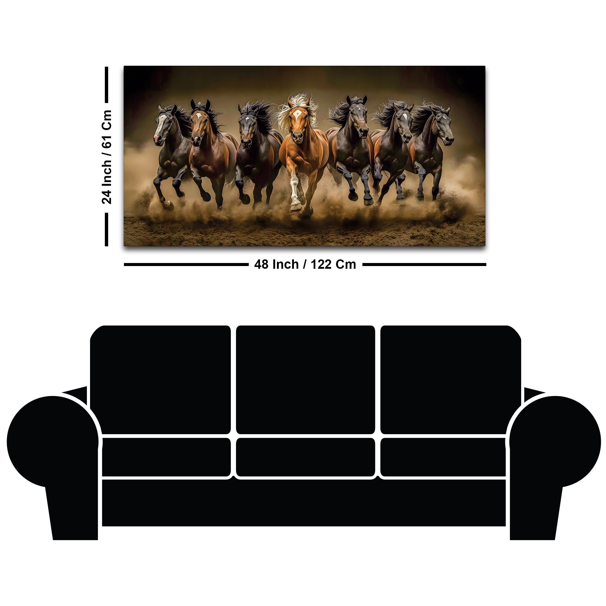 Seven Furious Horses Running Canvas Wall Painting