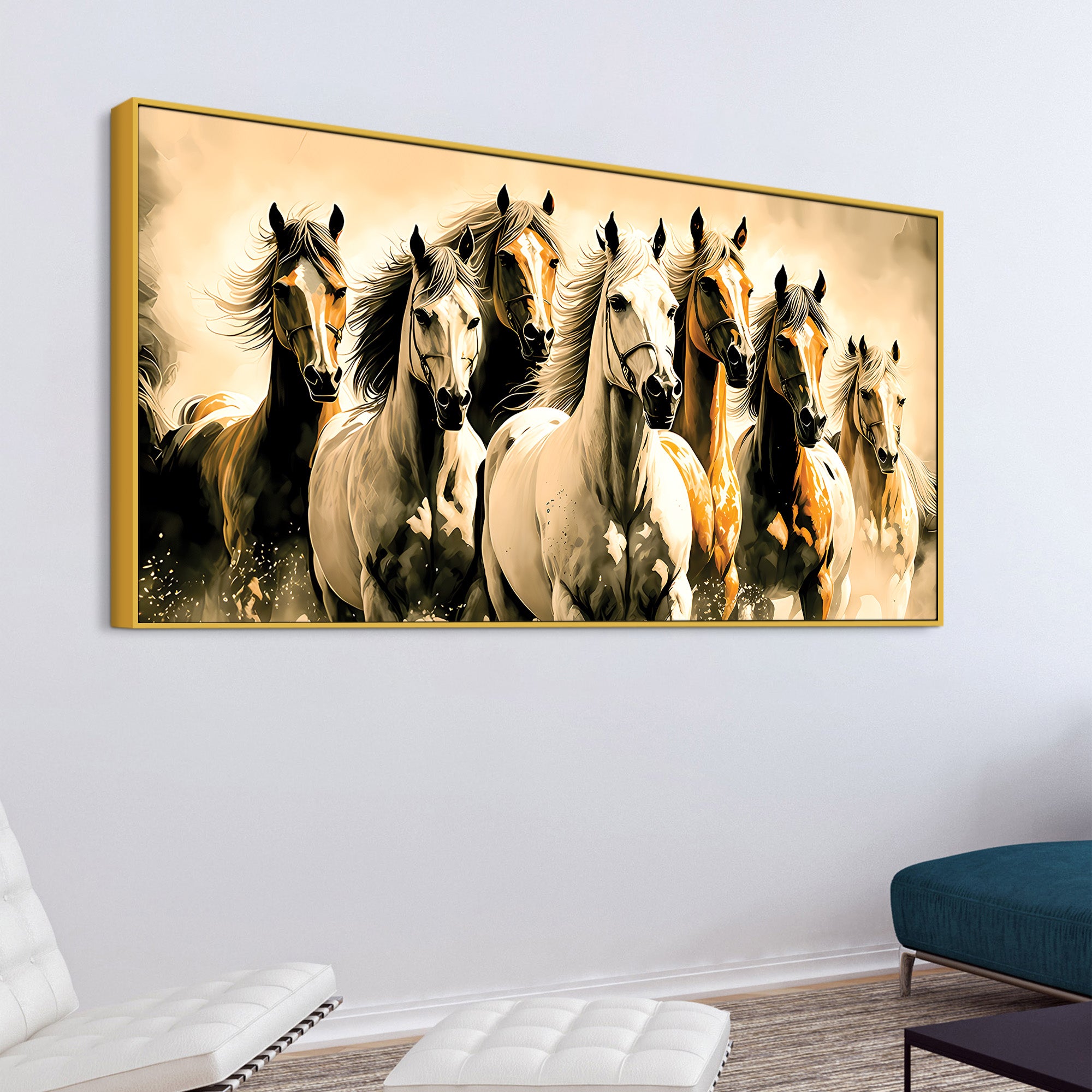 Seven Horse Herd Canvas wall Painting