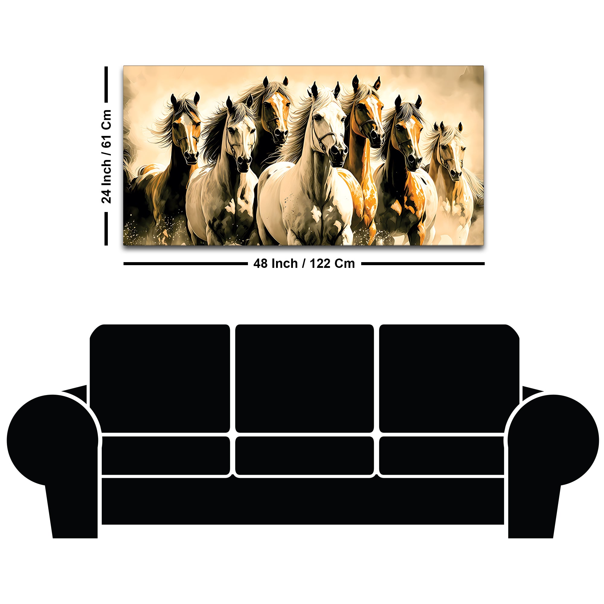 Seven Horse Herd Canvas wall Painting