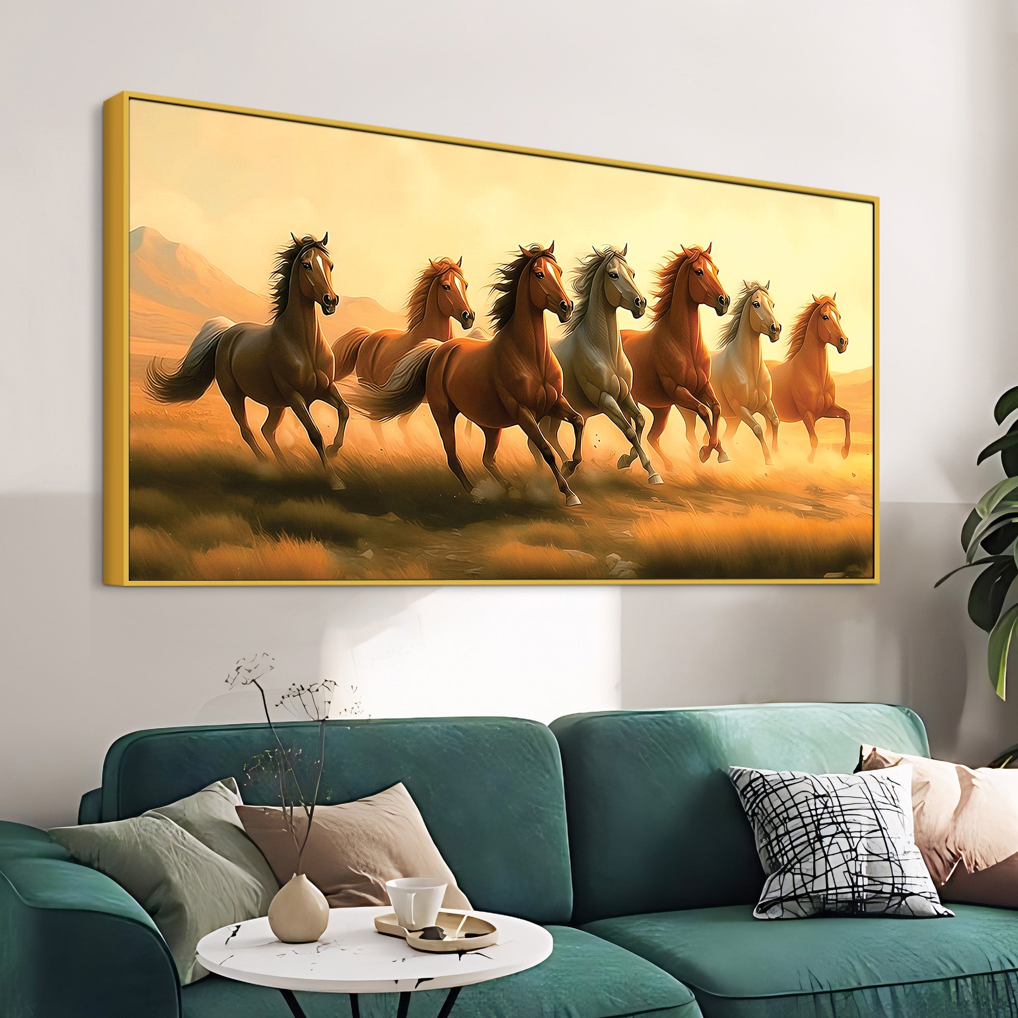 Seven Horse Running In The Field Canvas wall Painting