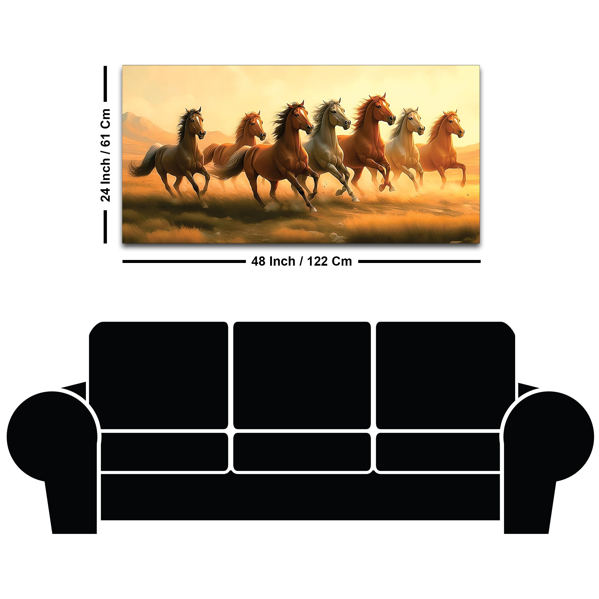 Seven Horse Running In The Field Canvas wall Painting