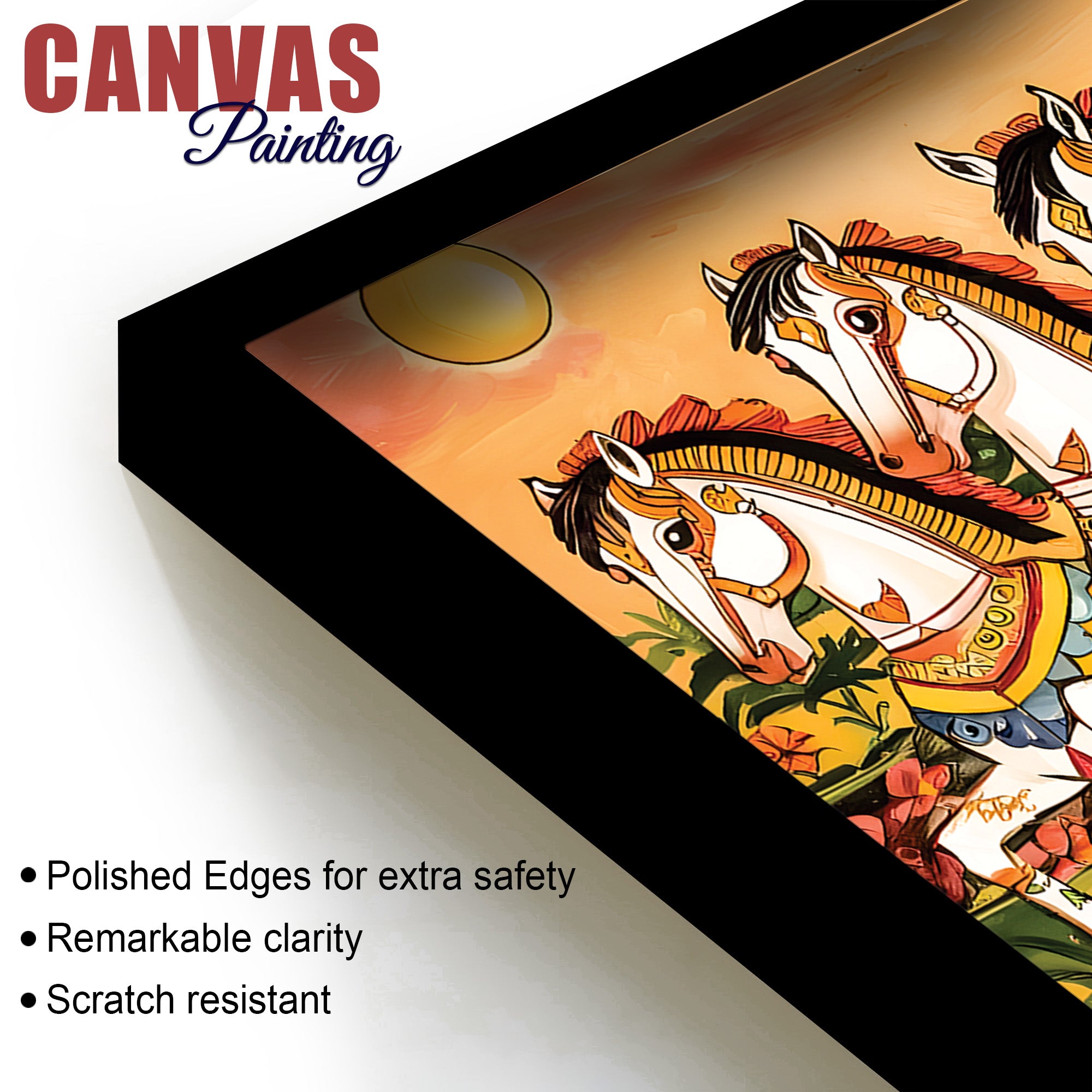 Seven Horses Folk Art Canvas wall Painting