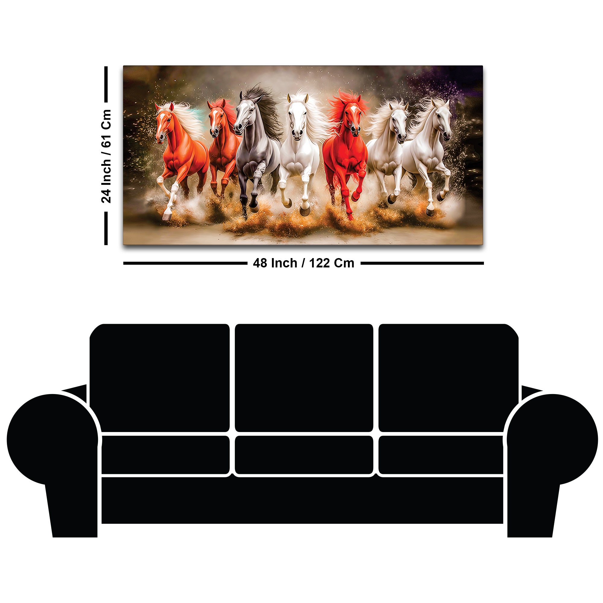 Seven Horses Running Art Canvas Wall Painting