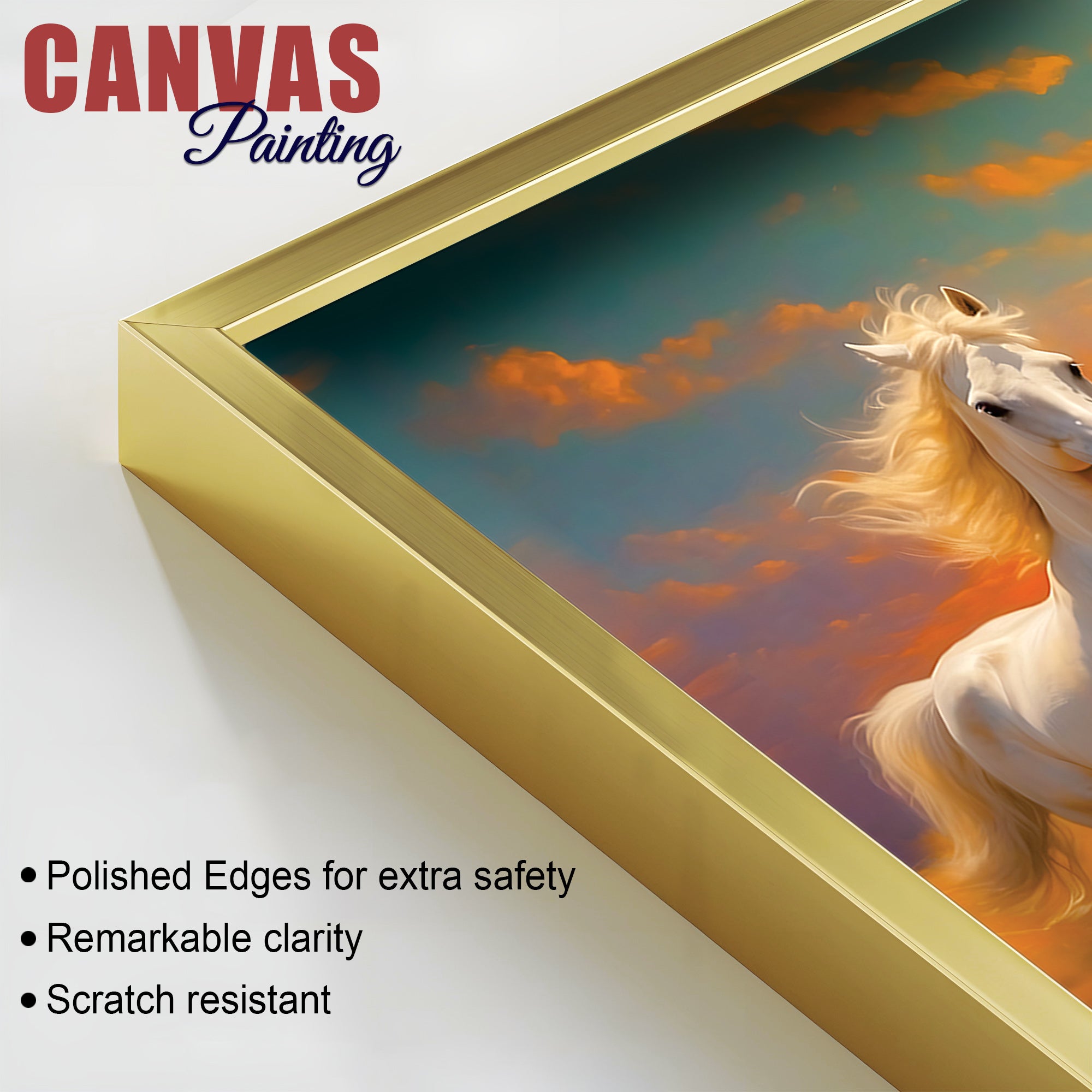 Seven Horses Running at Dawn Premium Canvas Wall Painting