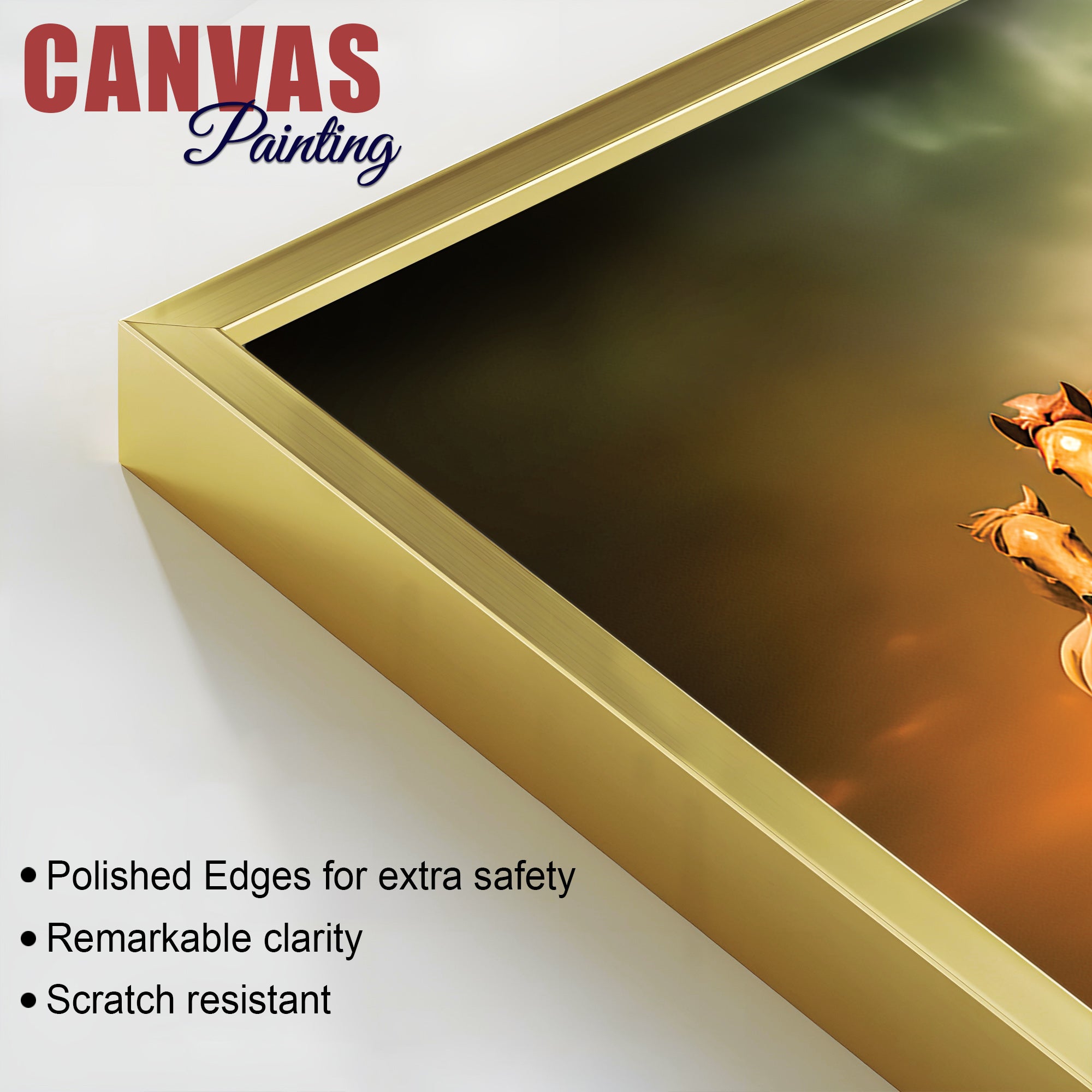 Seven Horses Running in Desert Premium Canvas Wall Painting