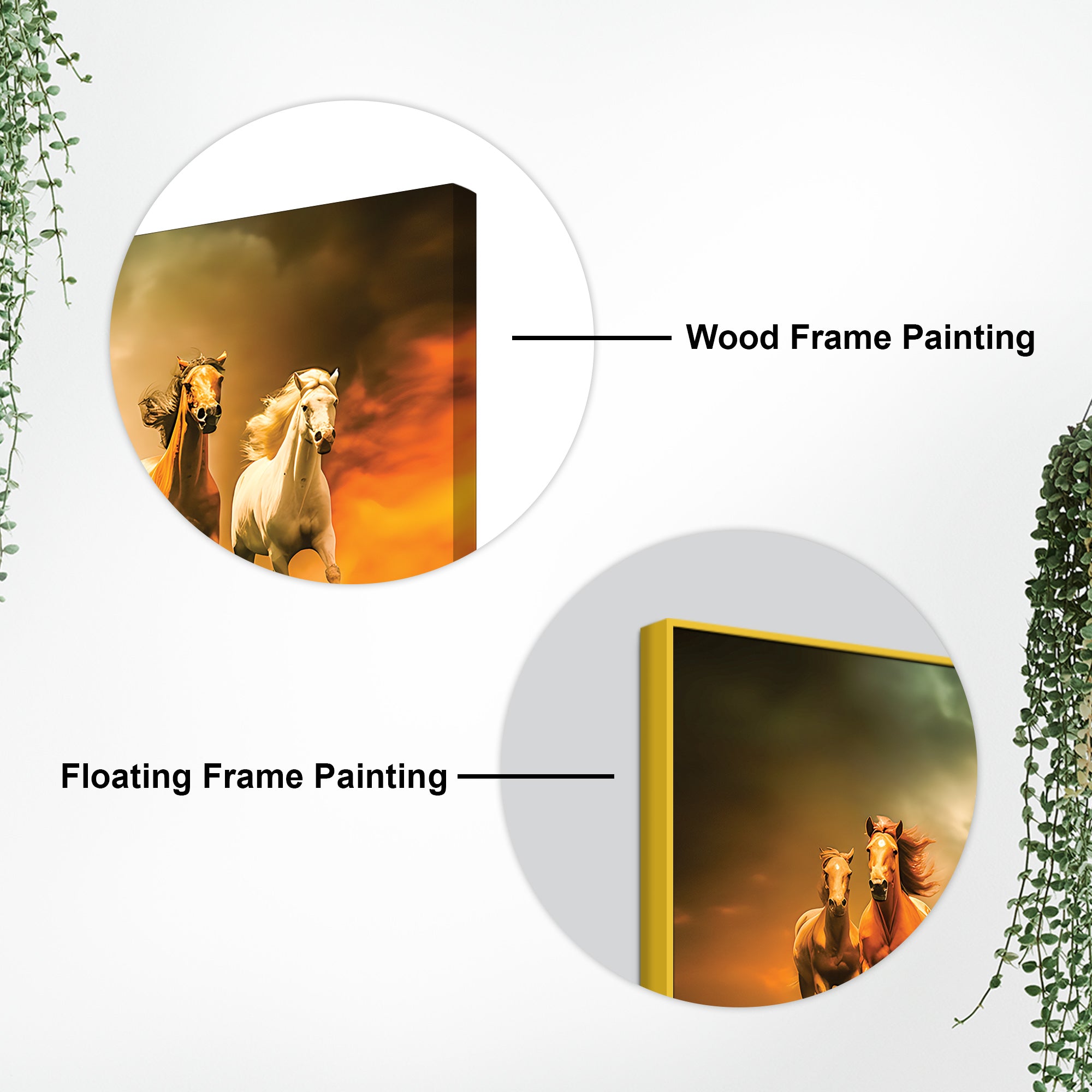 Seven Horses Running in Desert Premium Canvas Wall Painting