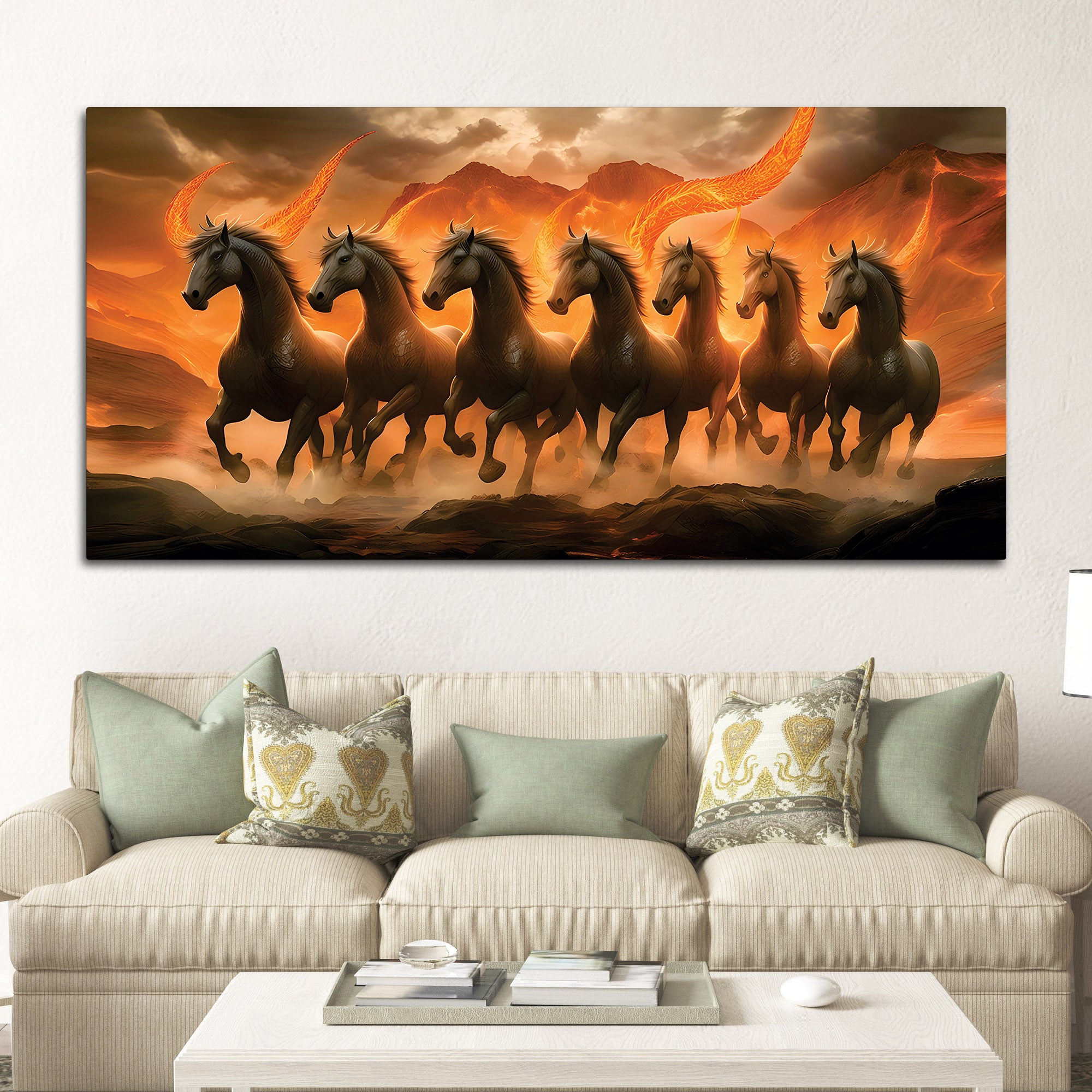 Seven Mystical Horses Canvas Wall Painting