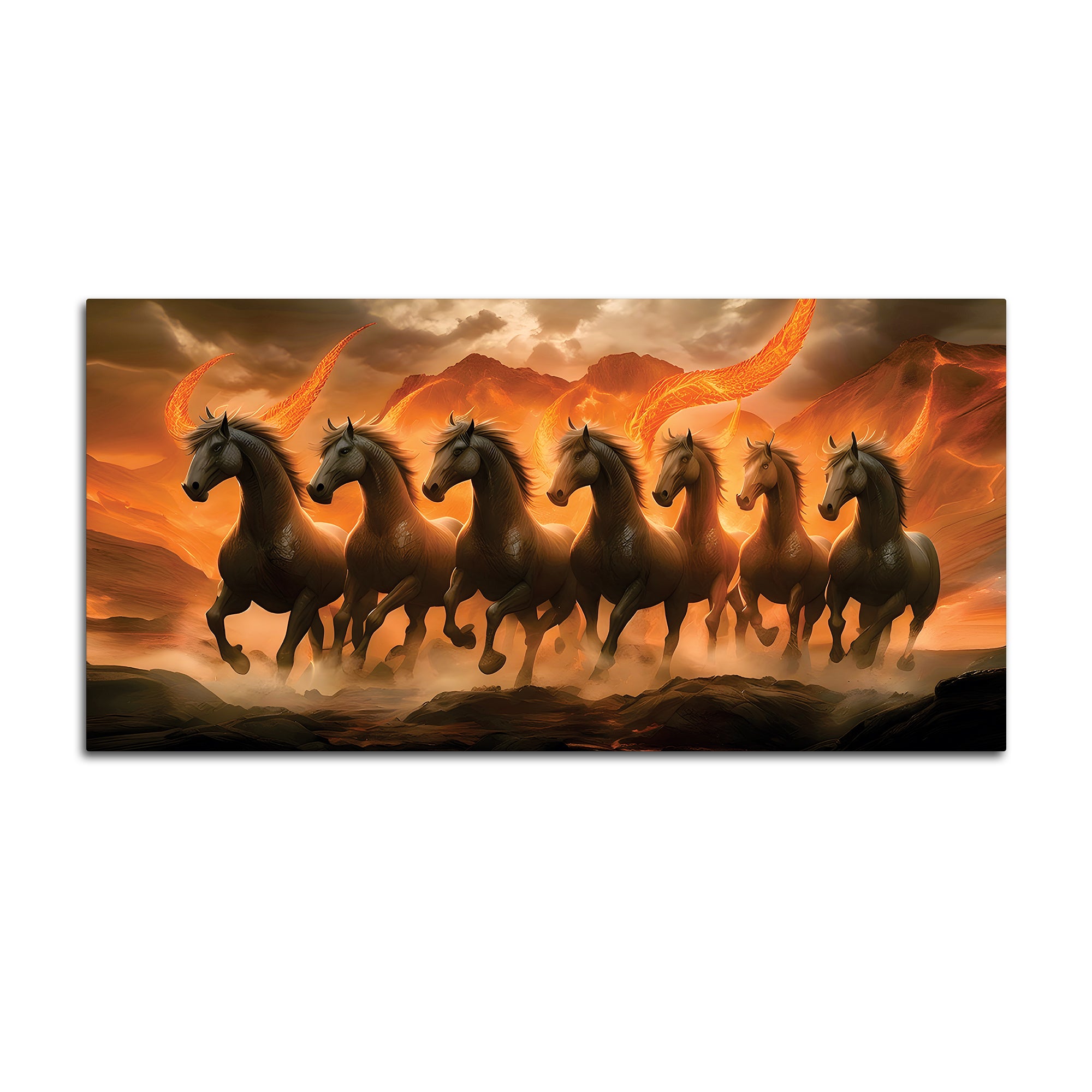 Seven Mystical Horses Canvas Wall Painting