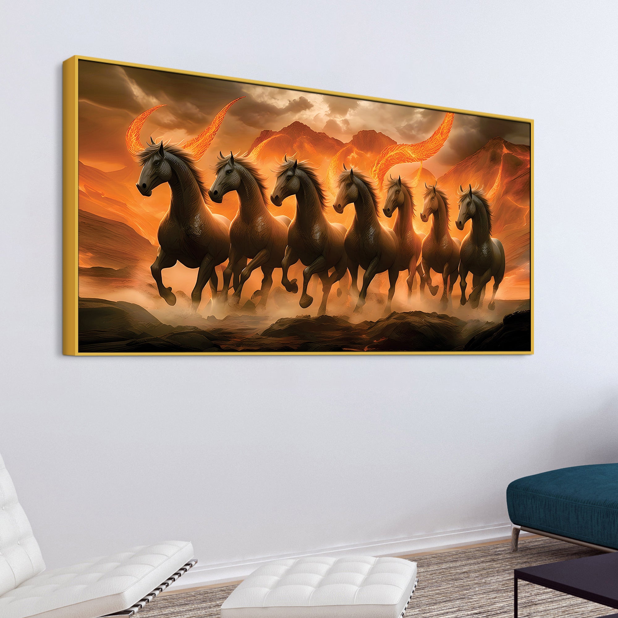 Seven Mystical Horses Canvas Wall Painting