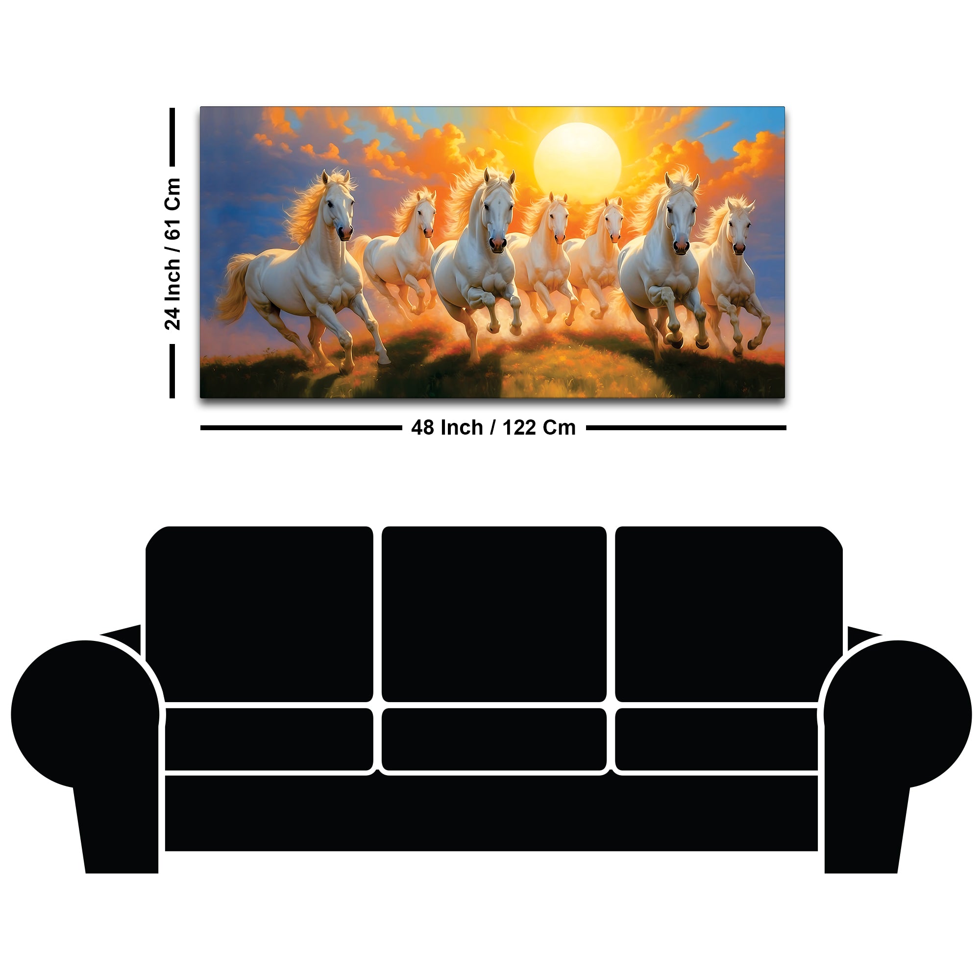 Seven Running Horses at Dawn Canvas Wall Painting