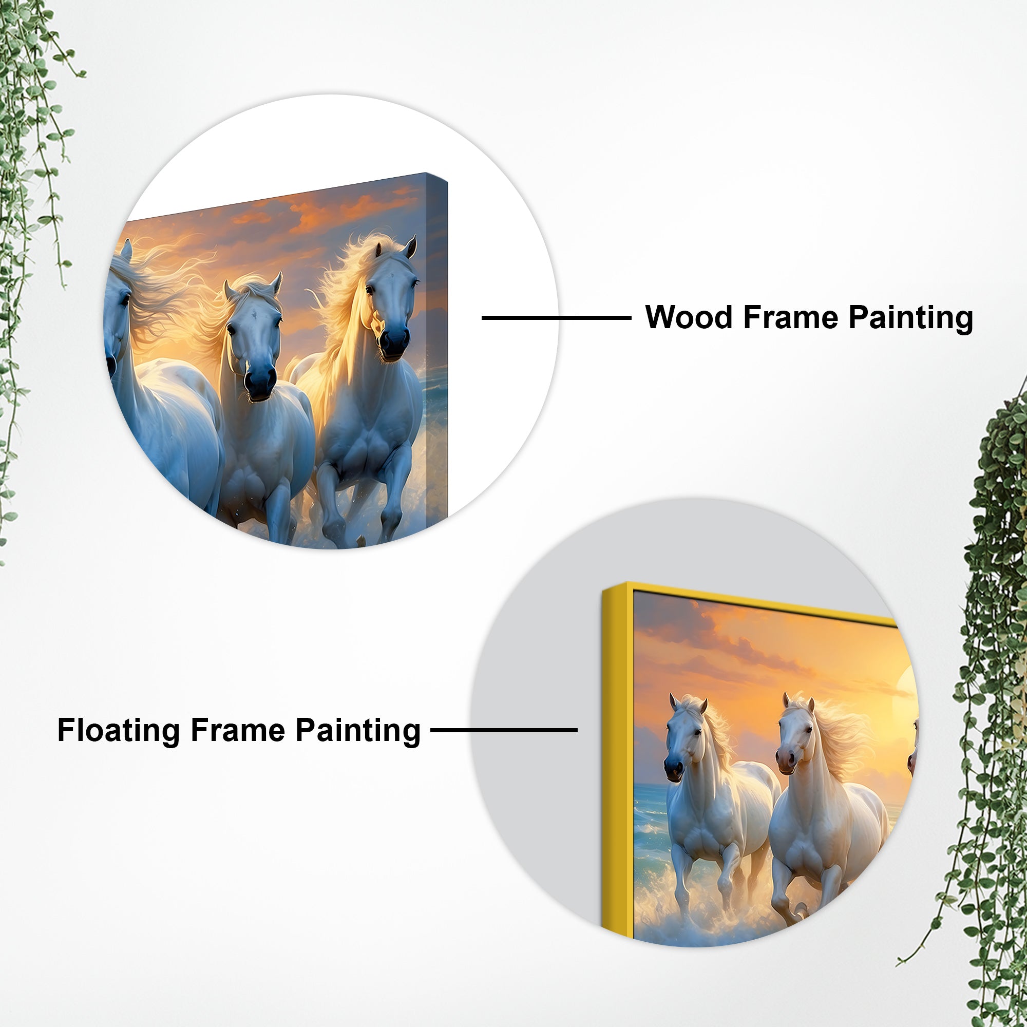 Seven Running Horses at Sunrise Premium Canvas Wall Painting