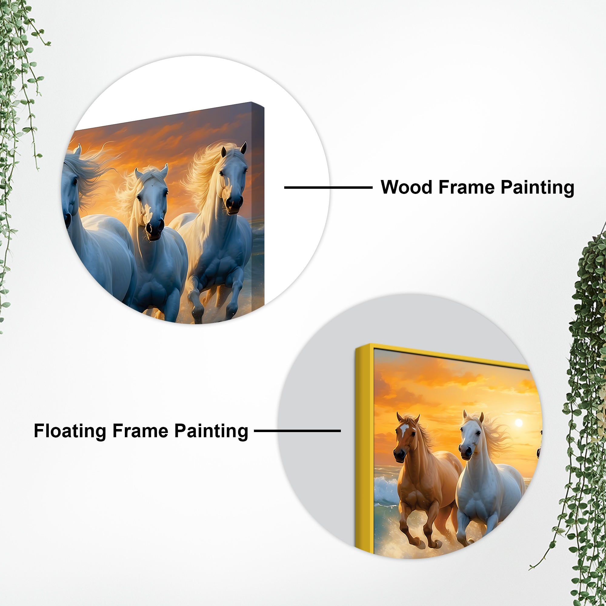 Seven White Horses Running at Dawn Canvas Wall Painting