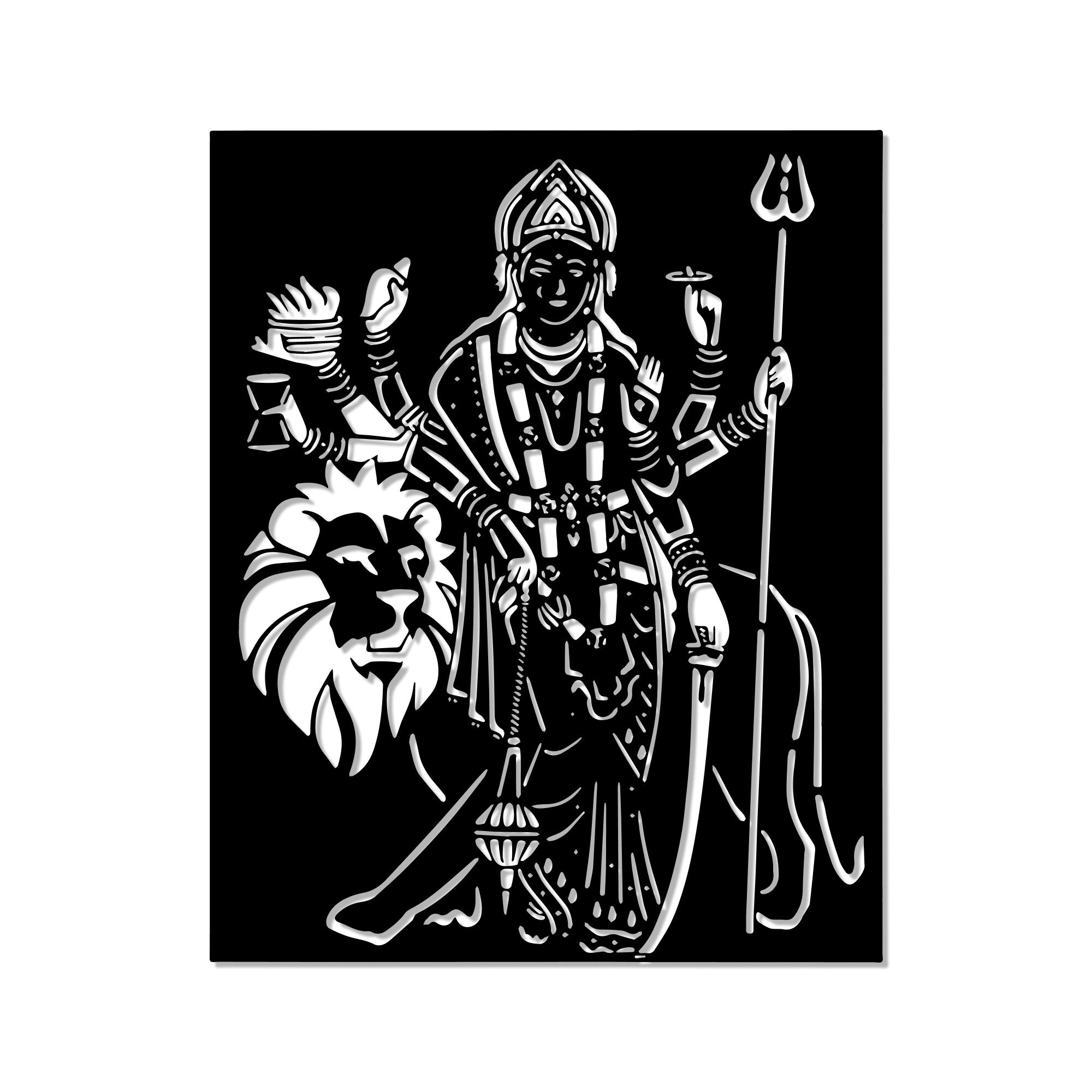 Sherawali Mata Design Metal Art Wall Decor