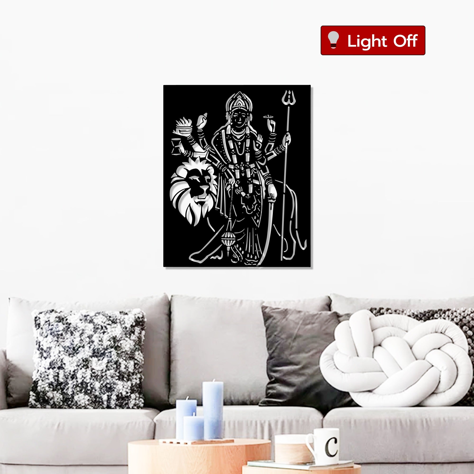 Sherawali Mata Design Metal Art Wall Decor