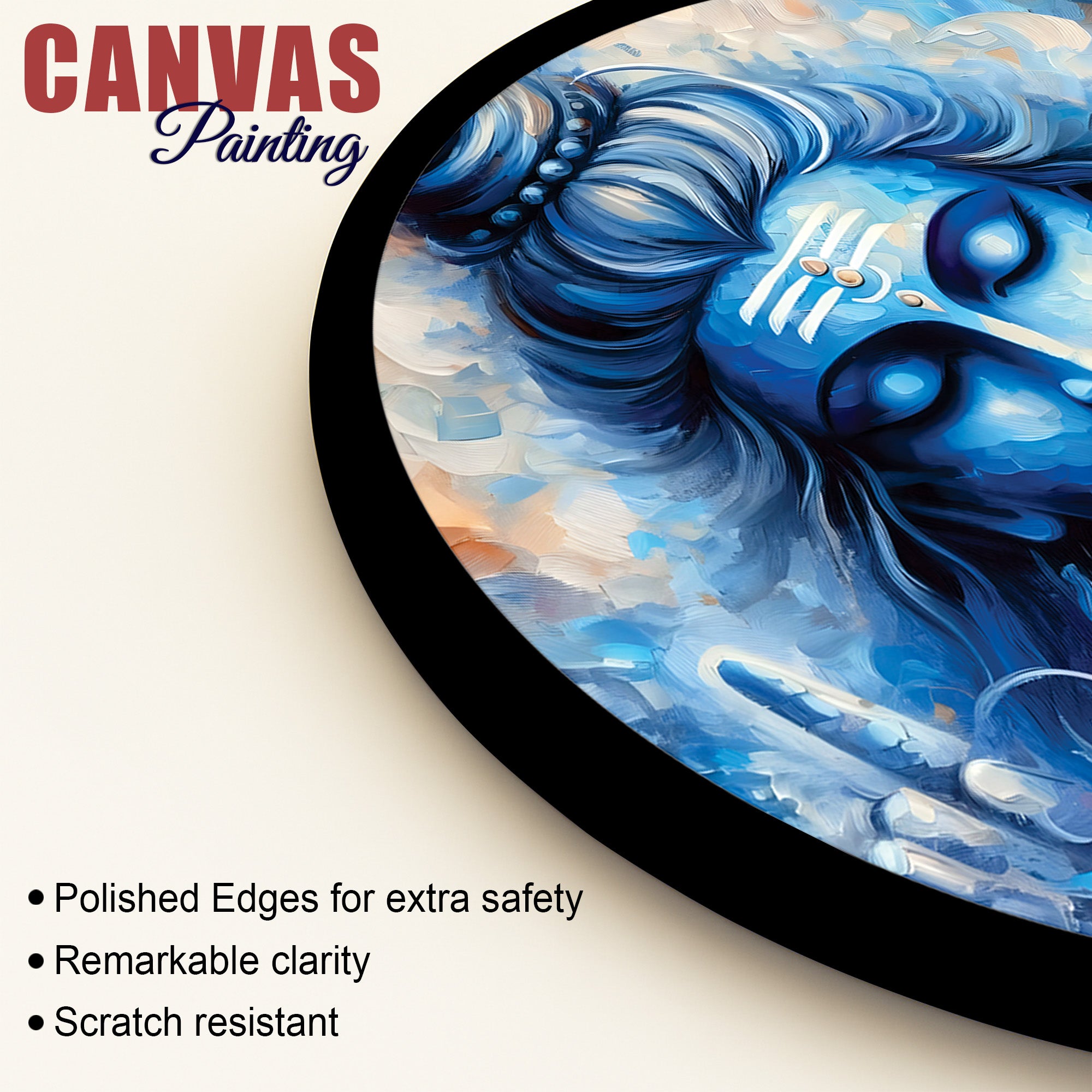 Shiv Ji Blue Aura Round Art Modern Hindu Wall Painting