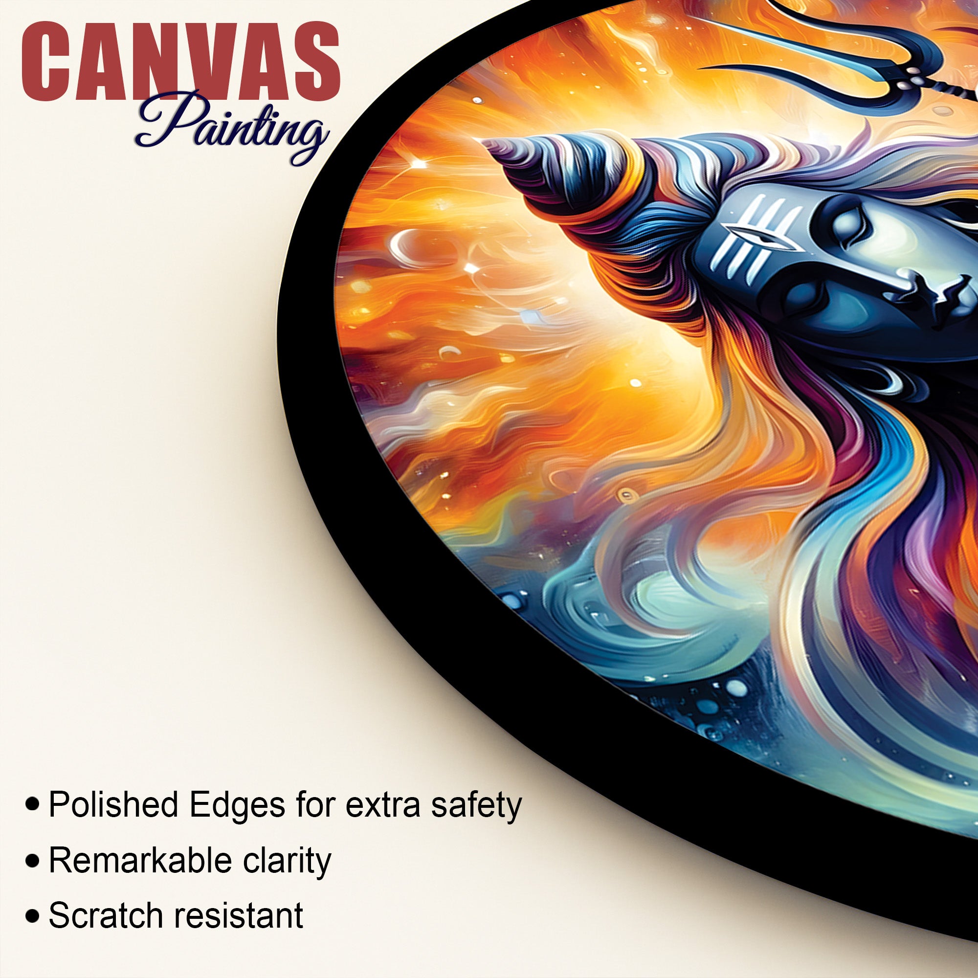 Shiv Ji Divine Round Artwork Pooja Room Wall Decorative Painting