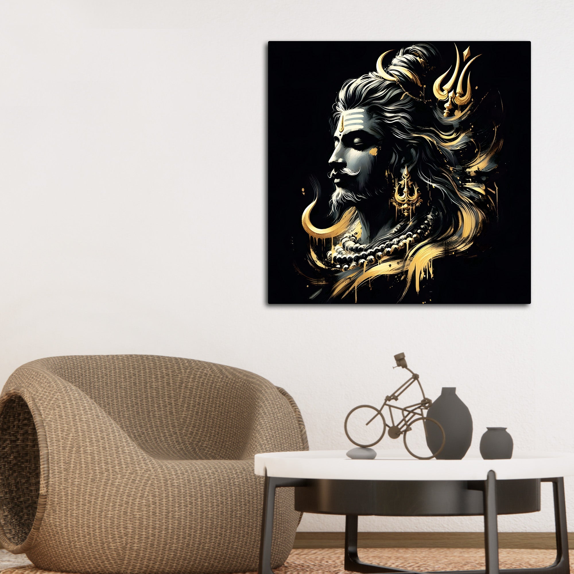 Shiv Ji Enlightened Portrait Modern Spiritual Wall Painting