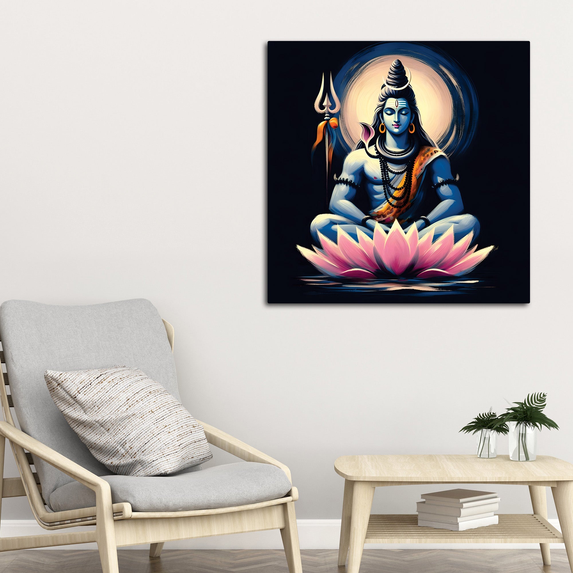 Shiv Ji Ethnic Canvas Painting Hindu Spiritual Wall Art