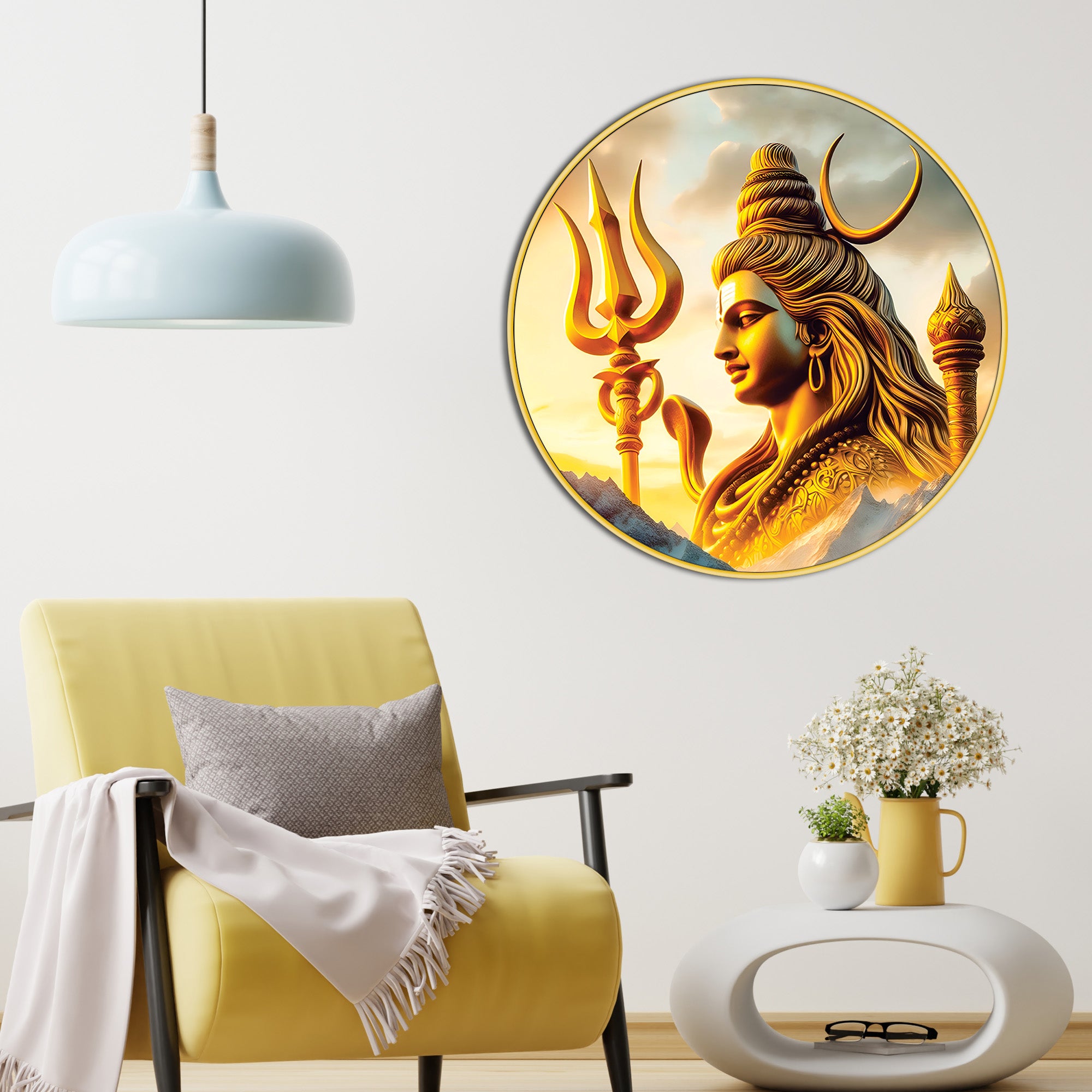Shiv Ji Sacred Circular Art Luxury Wall Painting