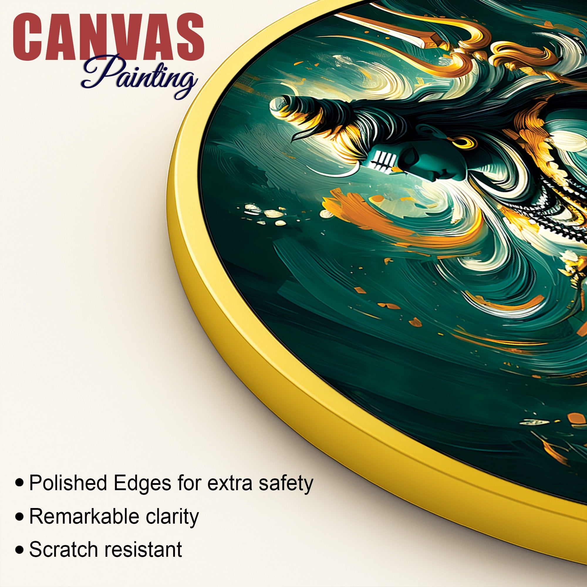 Shiv Parvati Round Art Decor Modern Hindu Wall Hanging Painting