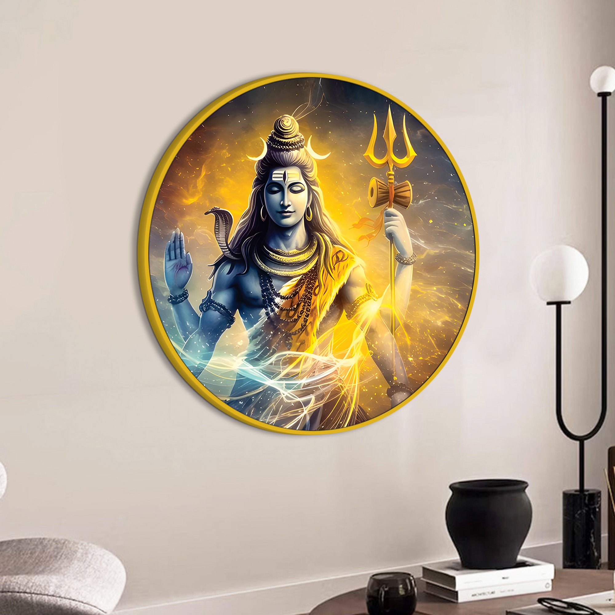 Shiv Shankar Round Wall Painting Pooja Home Decor