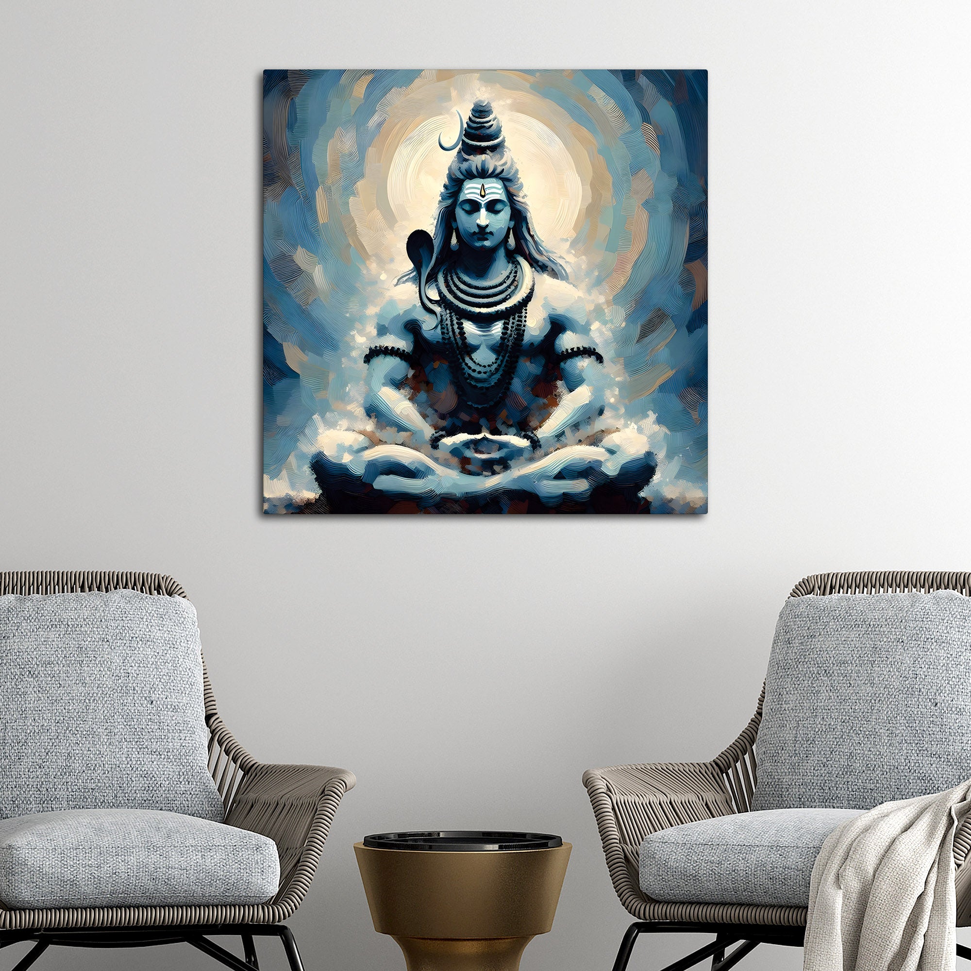 Shiv Shankar Wall Decor Painting Modern Spiritual Canvas Art