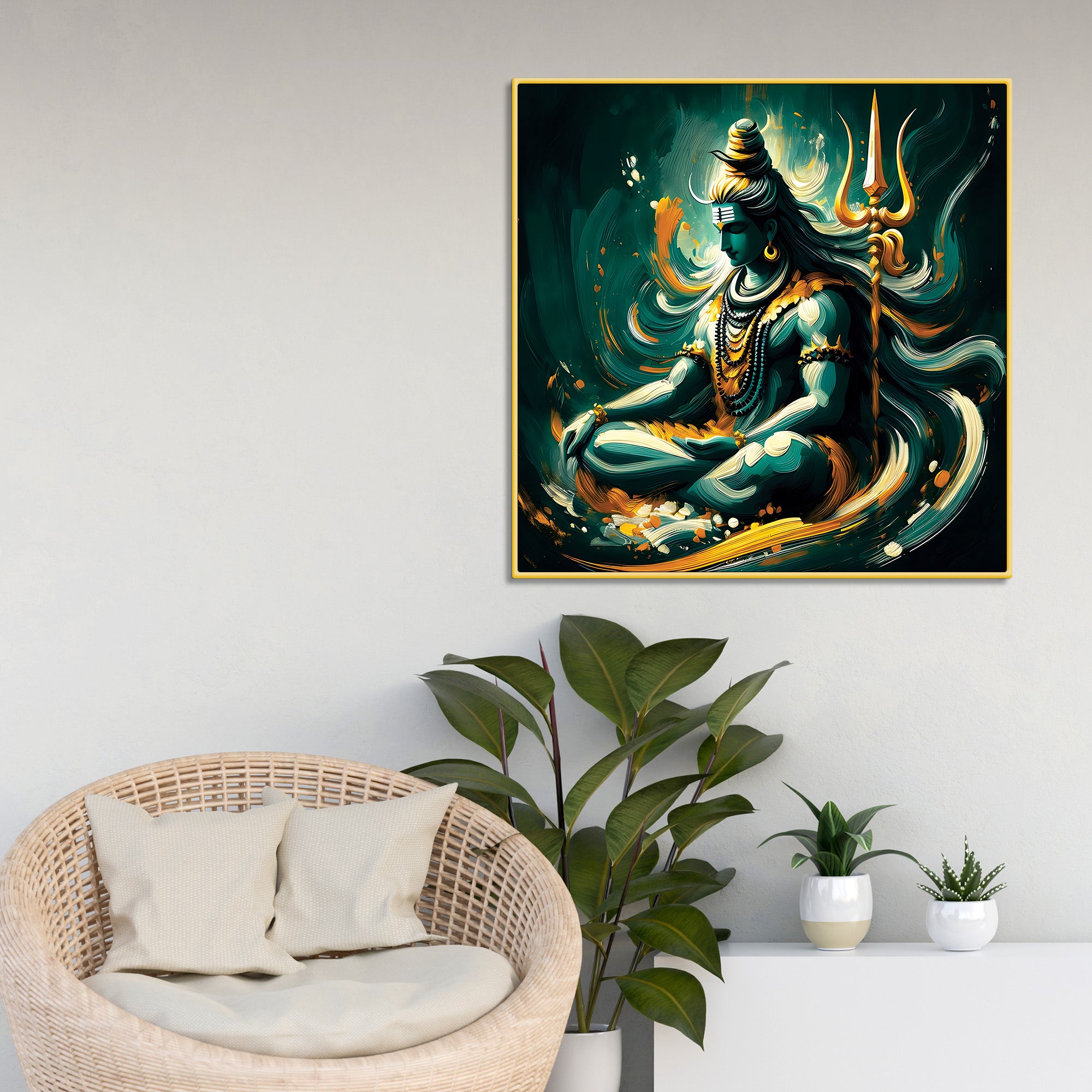 Shiva Meditation Canvas Painting Mahadev Wall Art Decor
