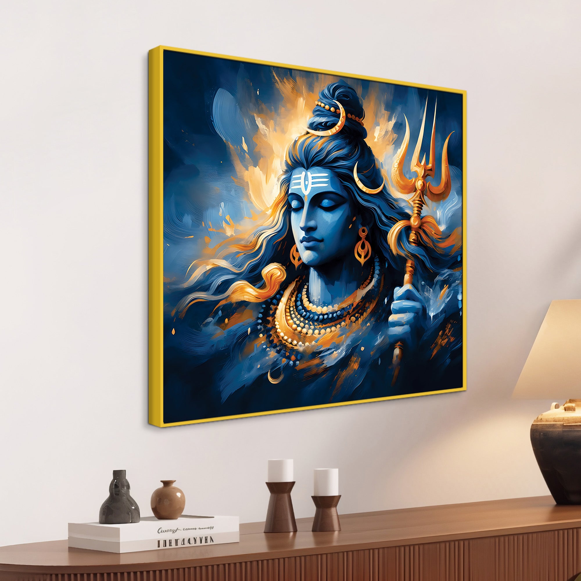 Shiva Meditation Wall Art Vibrant Mahadev Canvas Painting