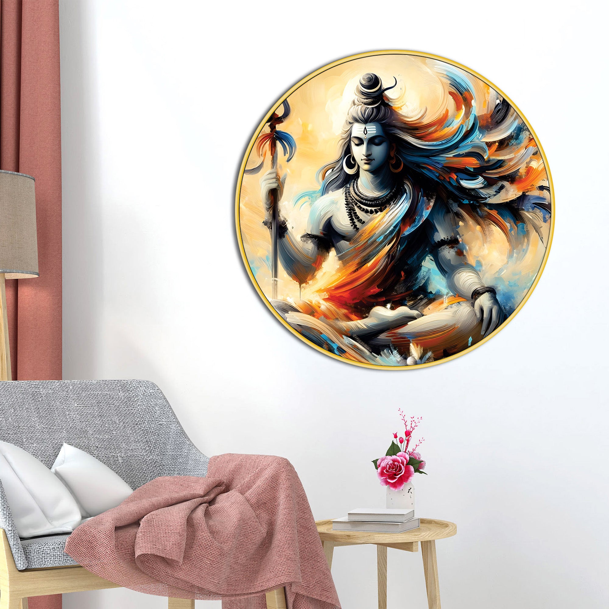 Shiva Round Artwork for Home Devotional Hindu Wall Painting