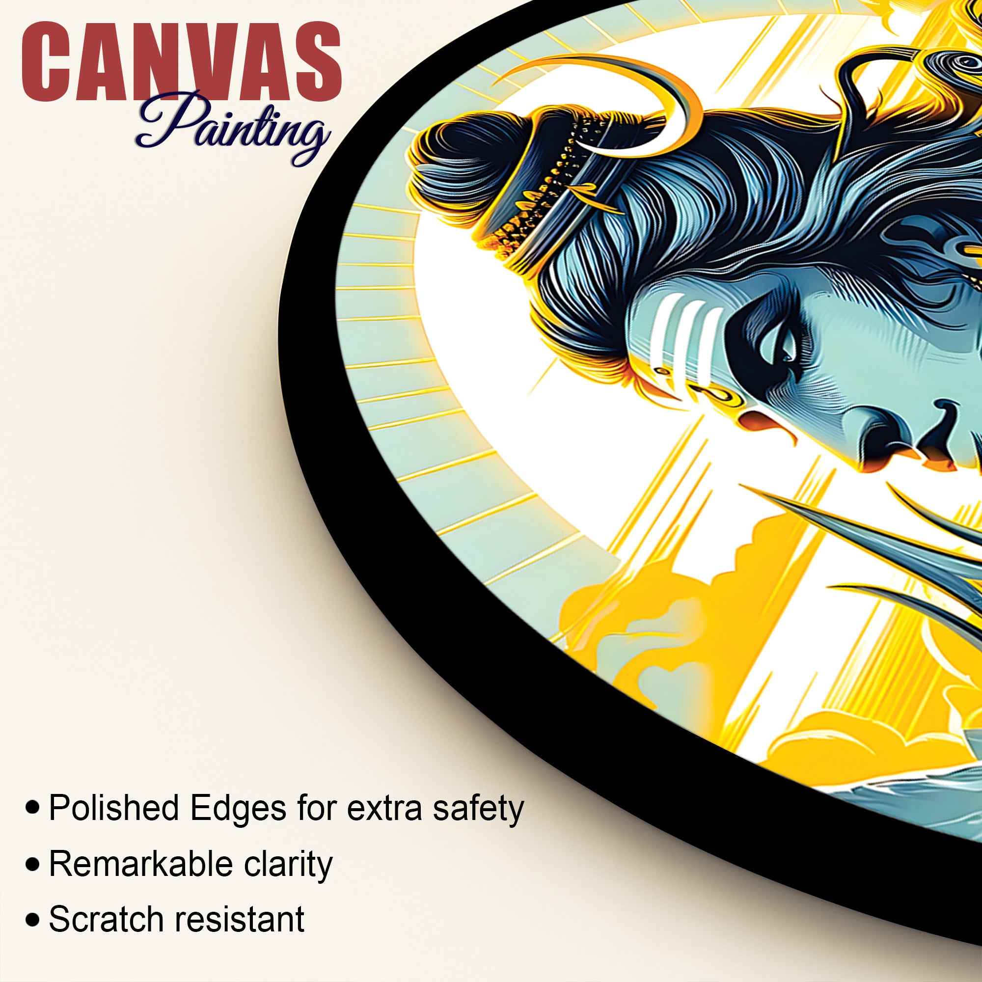 Shiva Trishul Round Wall Art Elegant Spiritual Decor Painting for Home