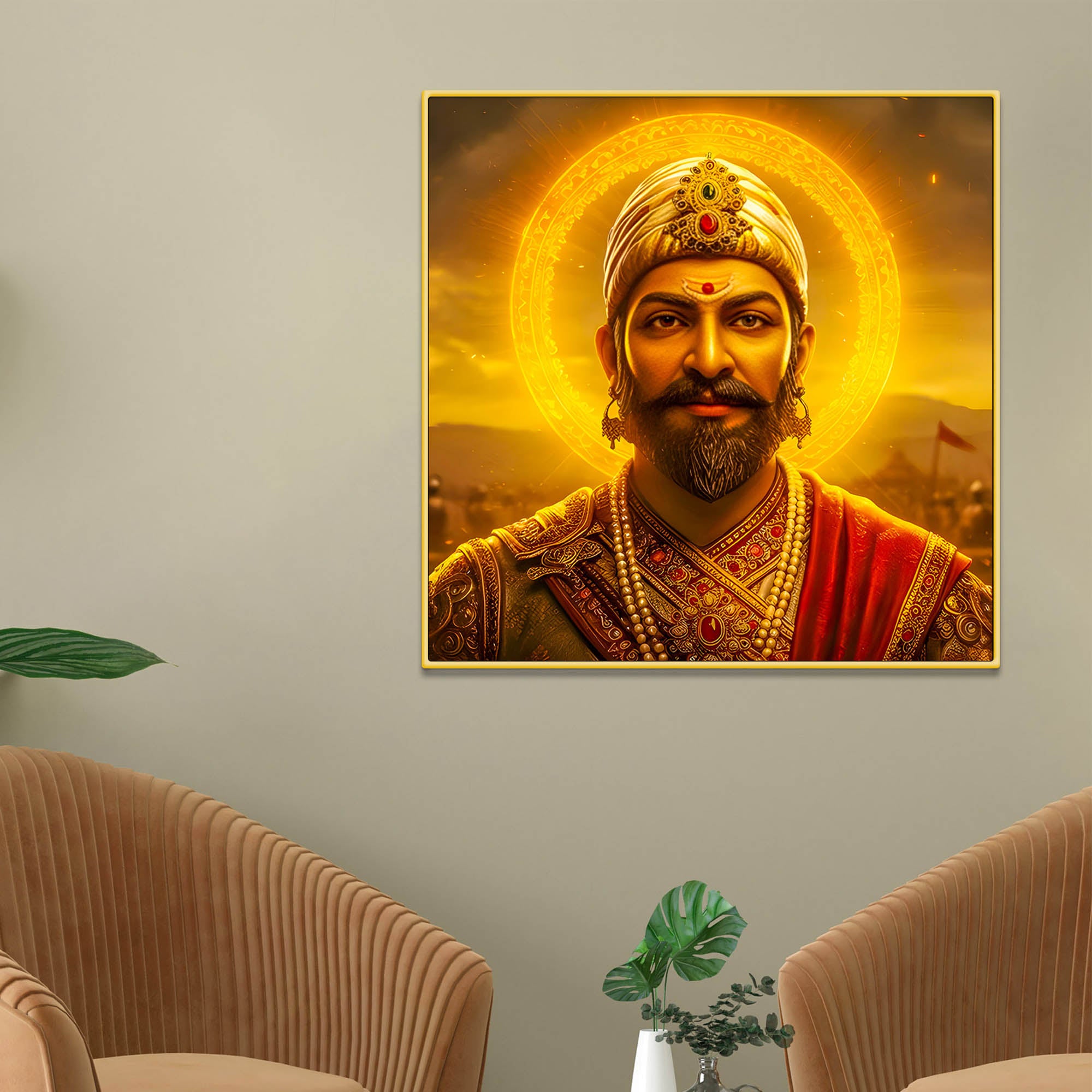 Shivaji Maharaj Maratha King Portrait Premium Wall Painting