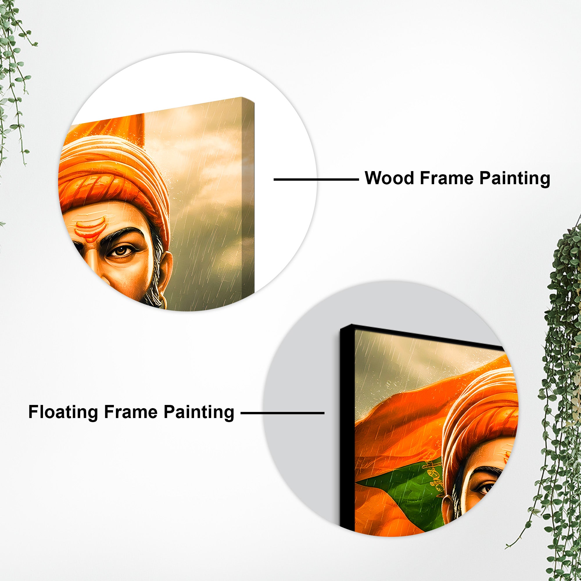 Shivaji Maharaj Saffron Flag Portrait Art Wall Painting