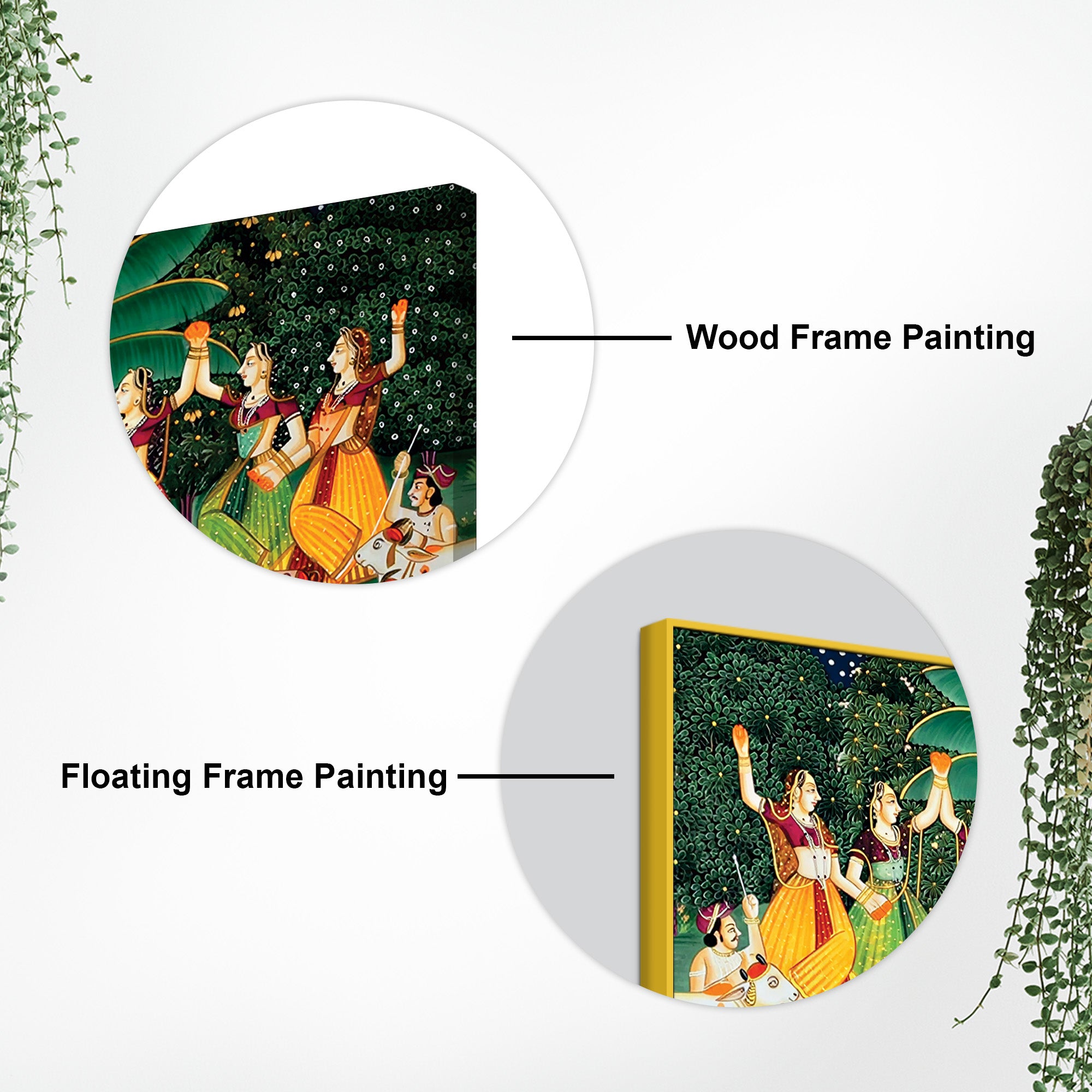 Shreenathji Pichwai Canvas Wall Painting with Devotees & Cows